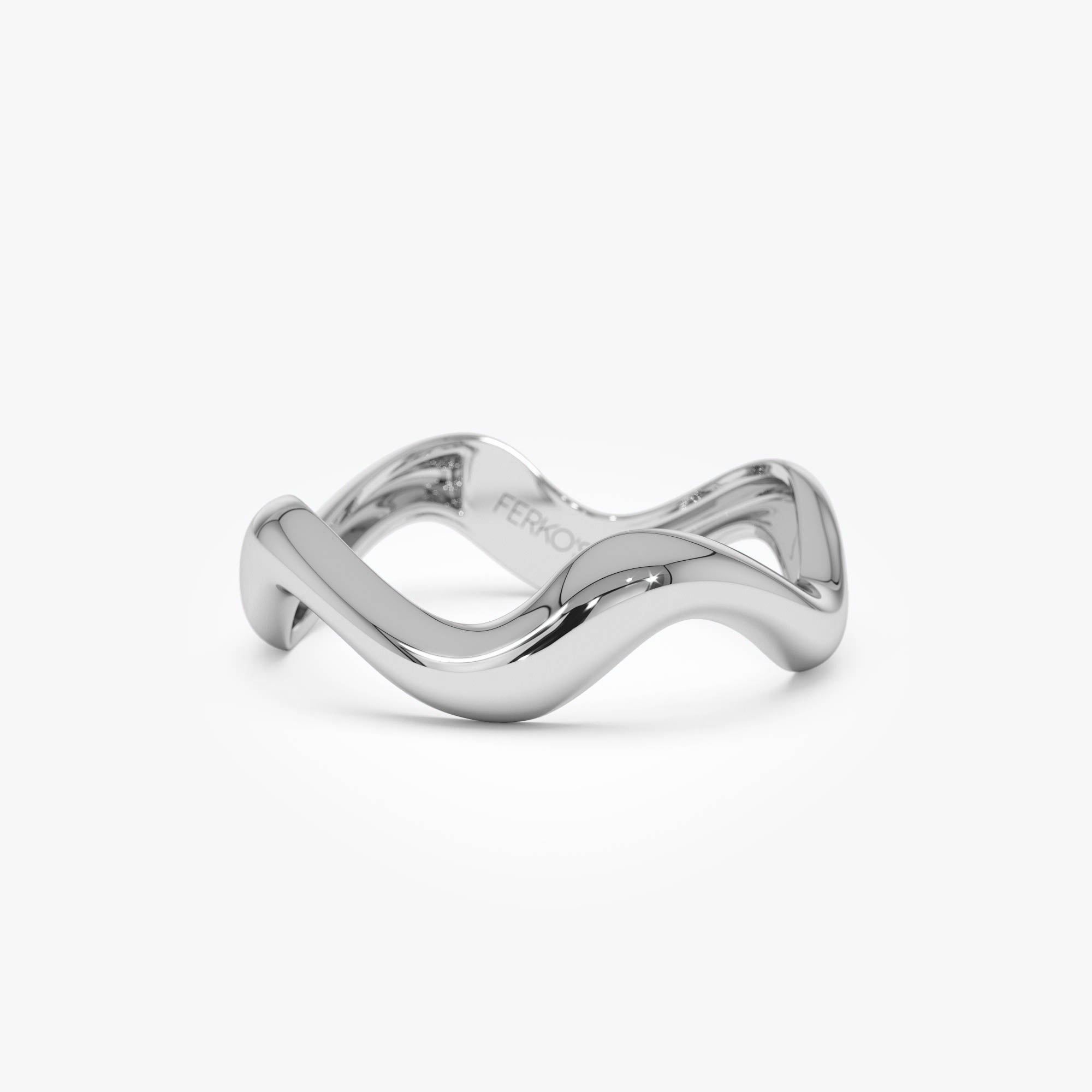 OBFJ0513 - 14K Gold Sculptural Wave Band 8