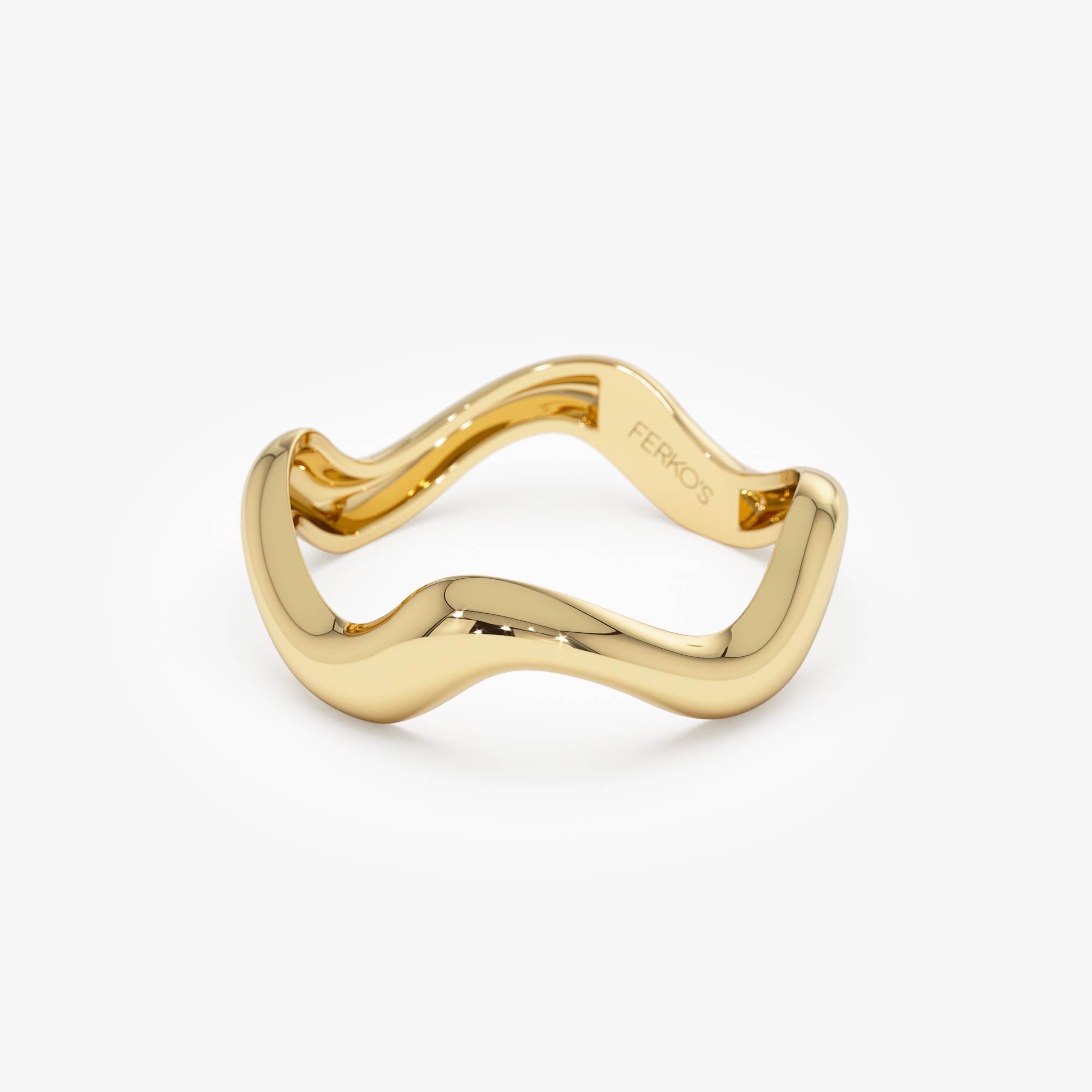 OBFJ0513 - 14K Gold Sculptural Wave Band 9