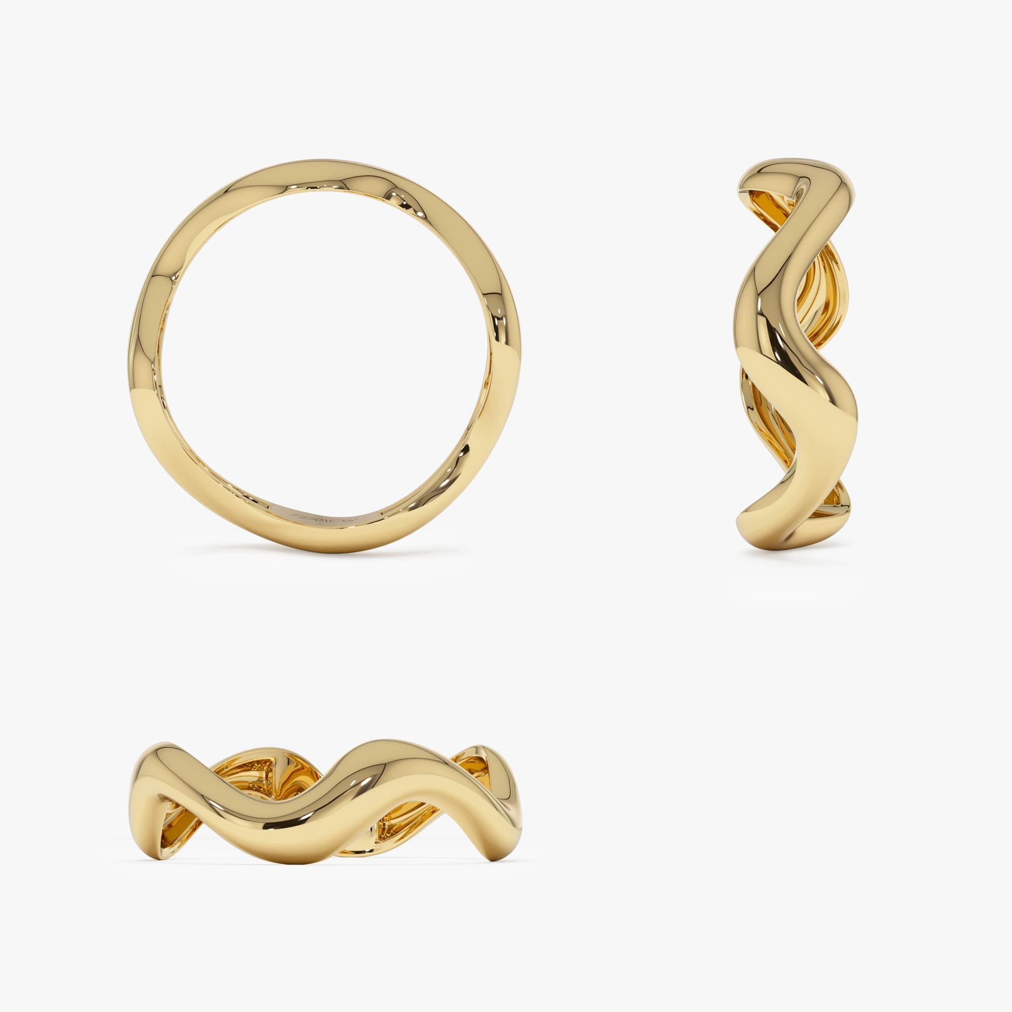 OBFJ0513 - 14K Gold Sculptural Wave Band 10