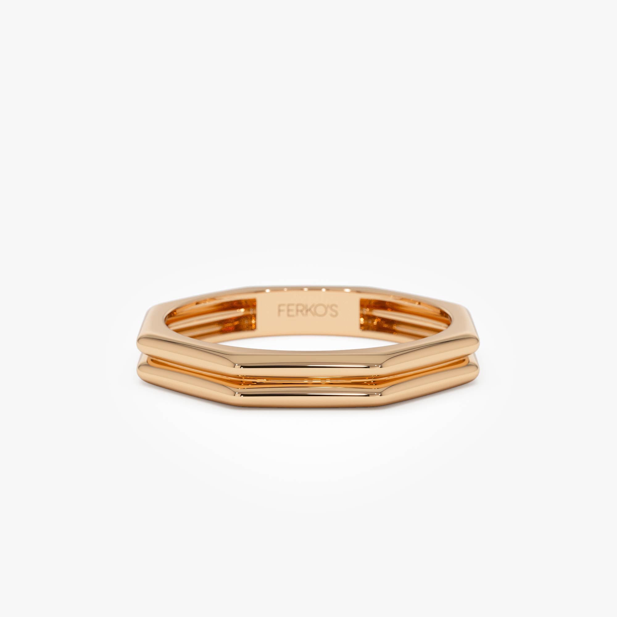 OBFJ0512 - 14K Octagon Double Band Ring 8