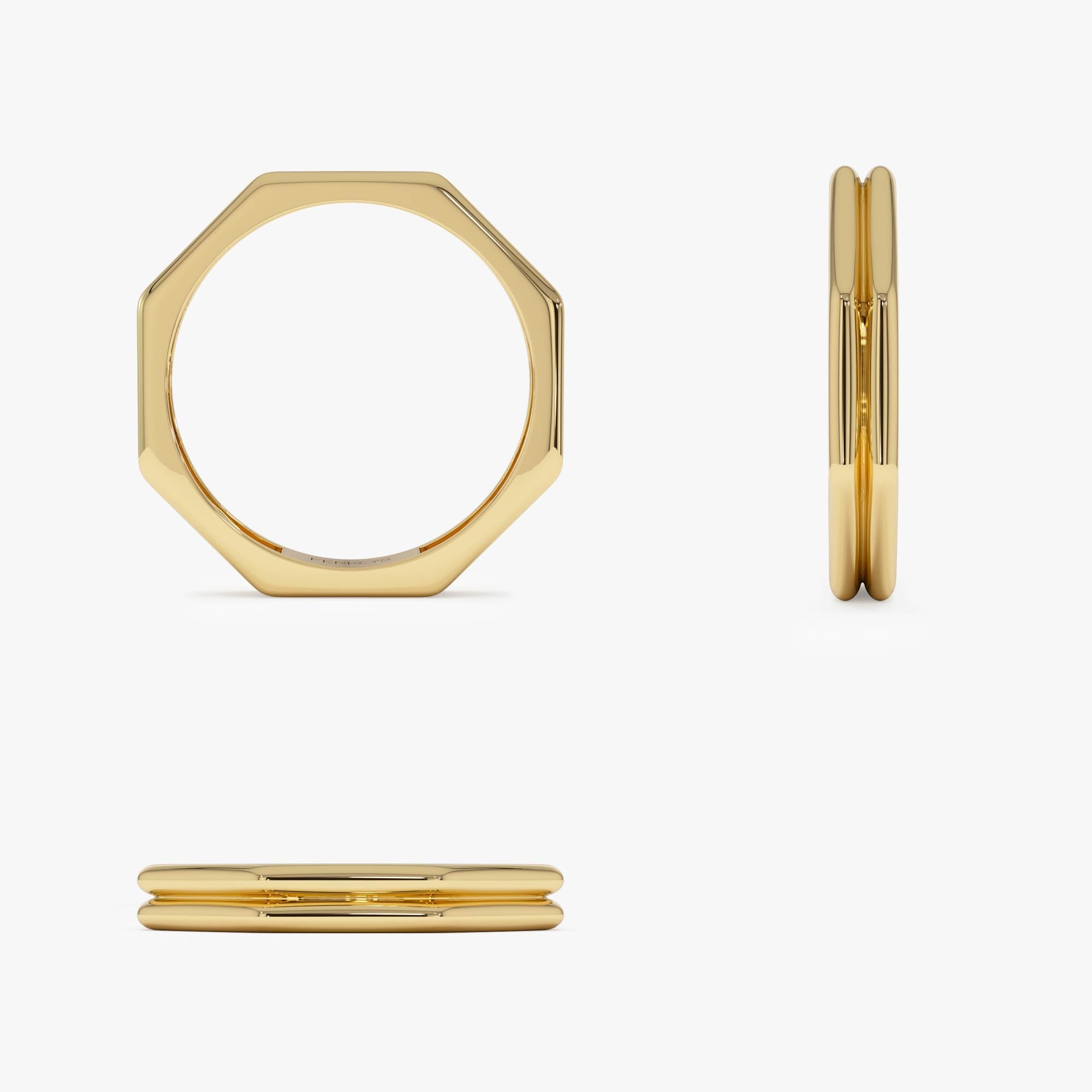OBFJ0512 - 14K Octagon Double Band Ring 11