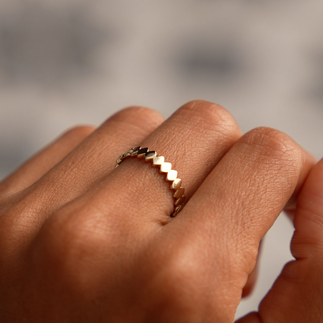 OBFJ0426 - 14K Flat Oval Link Band Ring 6