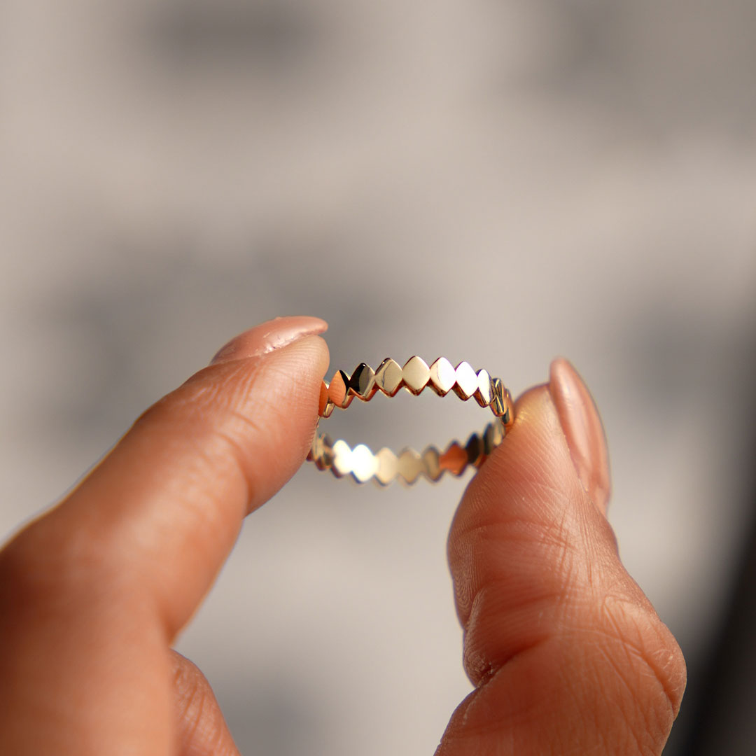 OBFJ0426 - 14K Flat Oval Link Band Ring 7