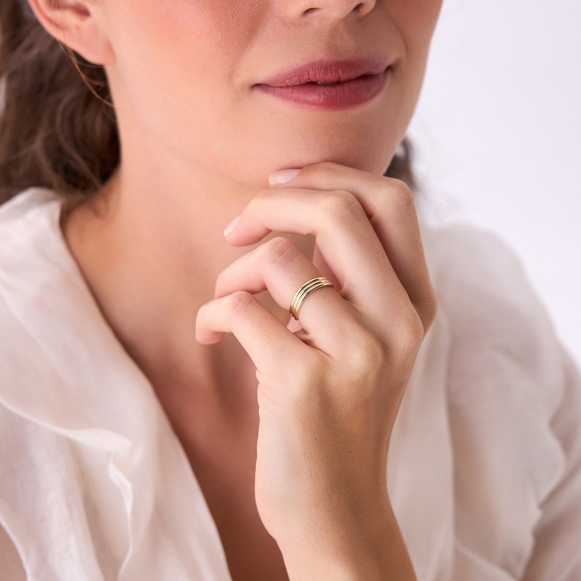 OBFJ0425 - 14k Gold Multi-Ribbed Statement Ring 6