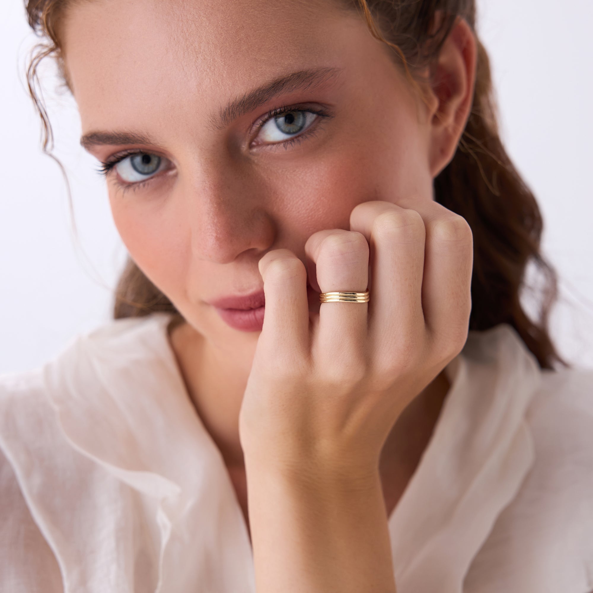 OBFJ0425 - 14k Gold Multi-Ribbed Statement Ring 5