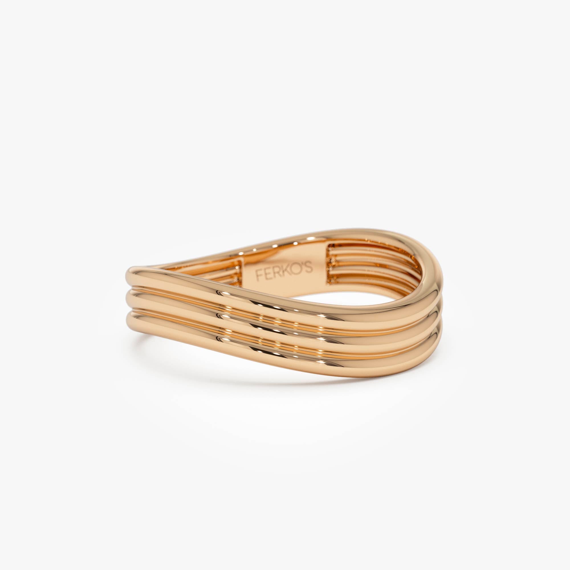 OBFJ0425 - 14k Gold Multi-Ribbed Statement Ring 9