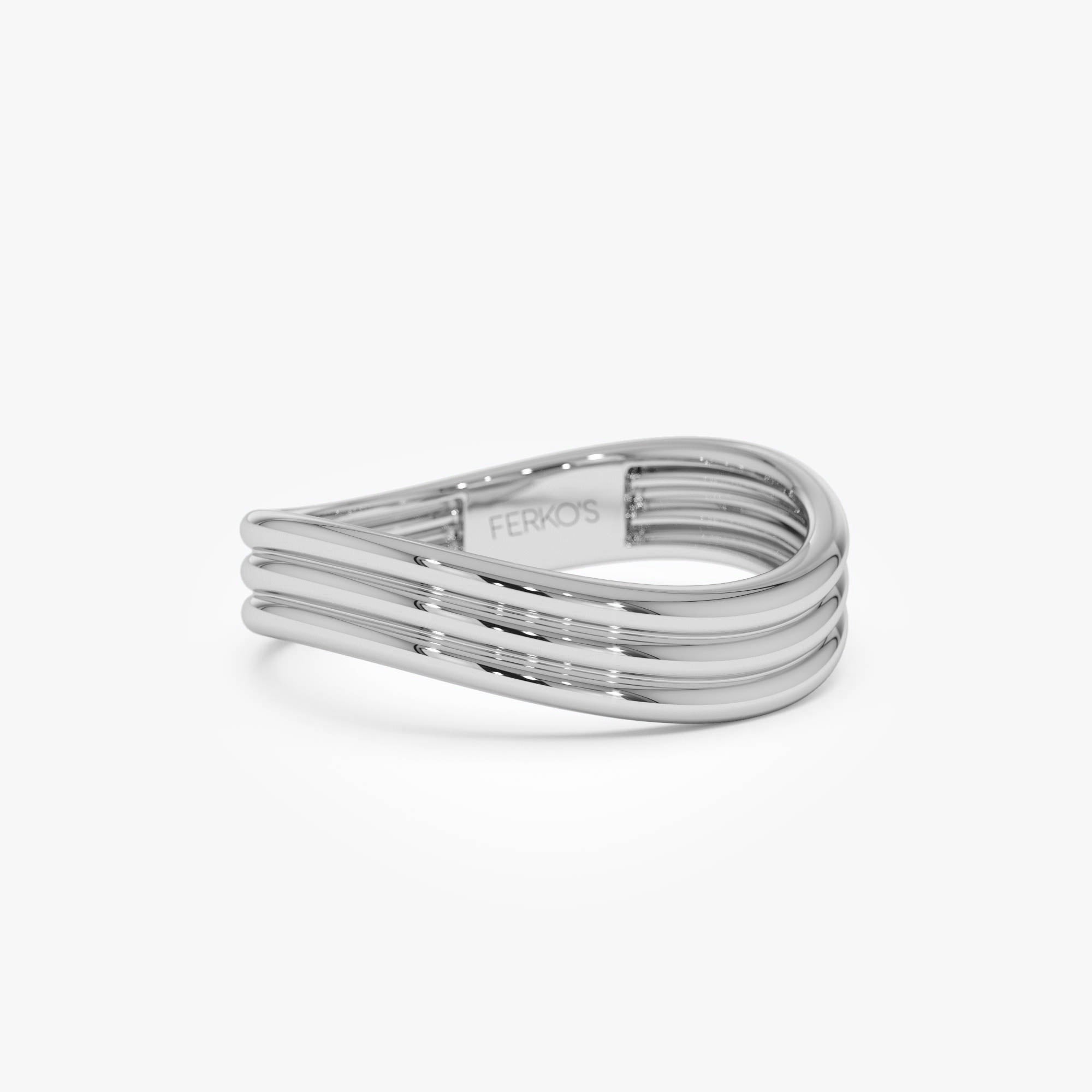 OBFJ0425 - 14k Gold Multi-Ribbed Statement Ring 7
