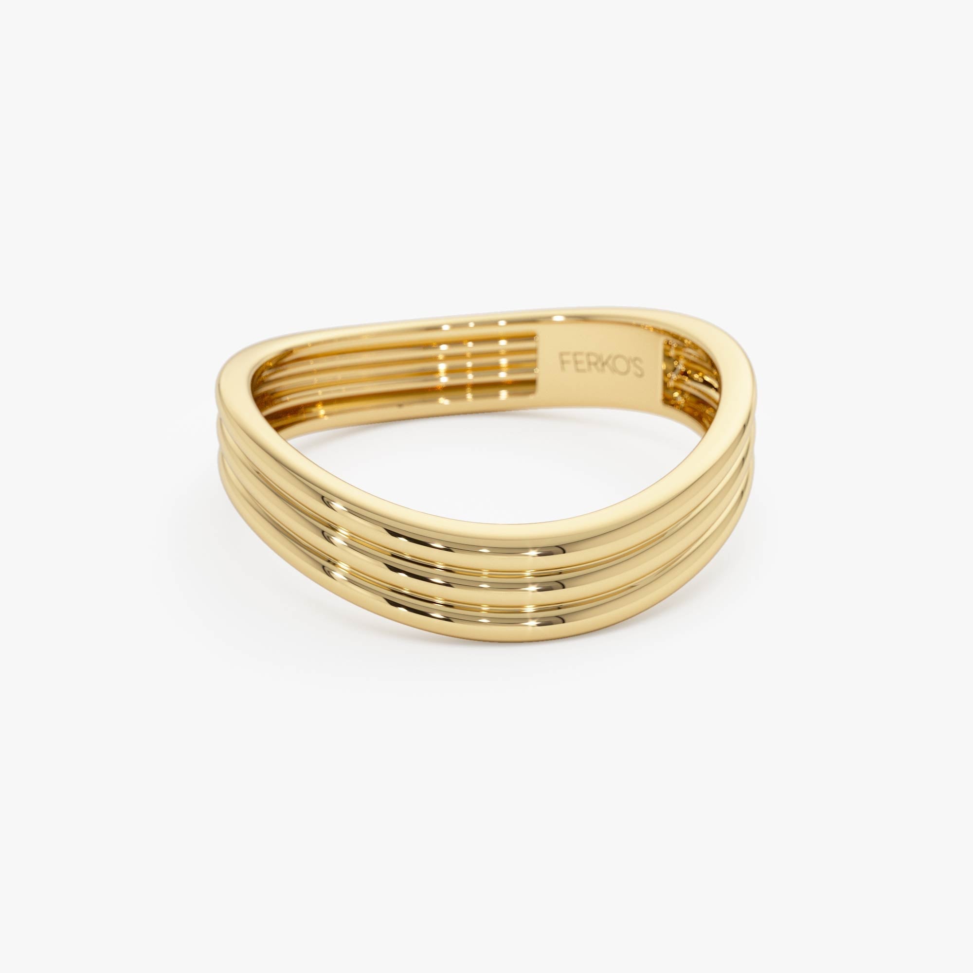 OBFJ0425 - 14k Gold Multi-Ribbed Statement Ring 8