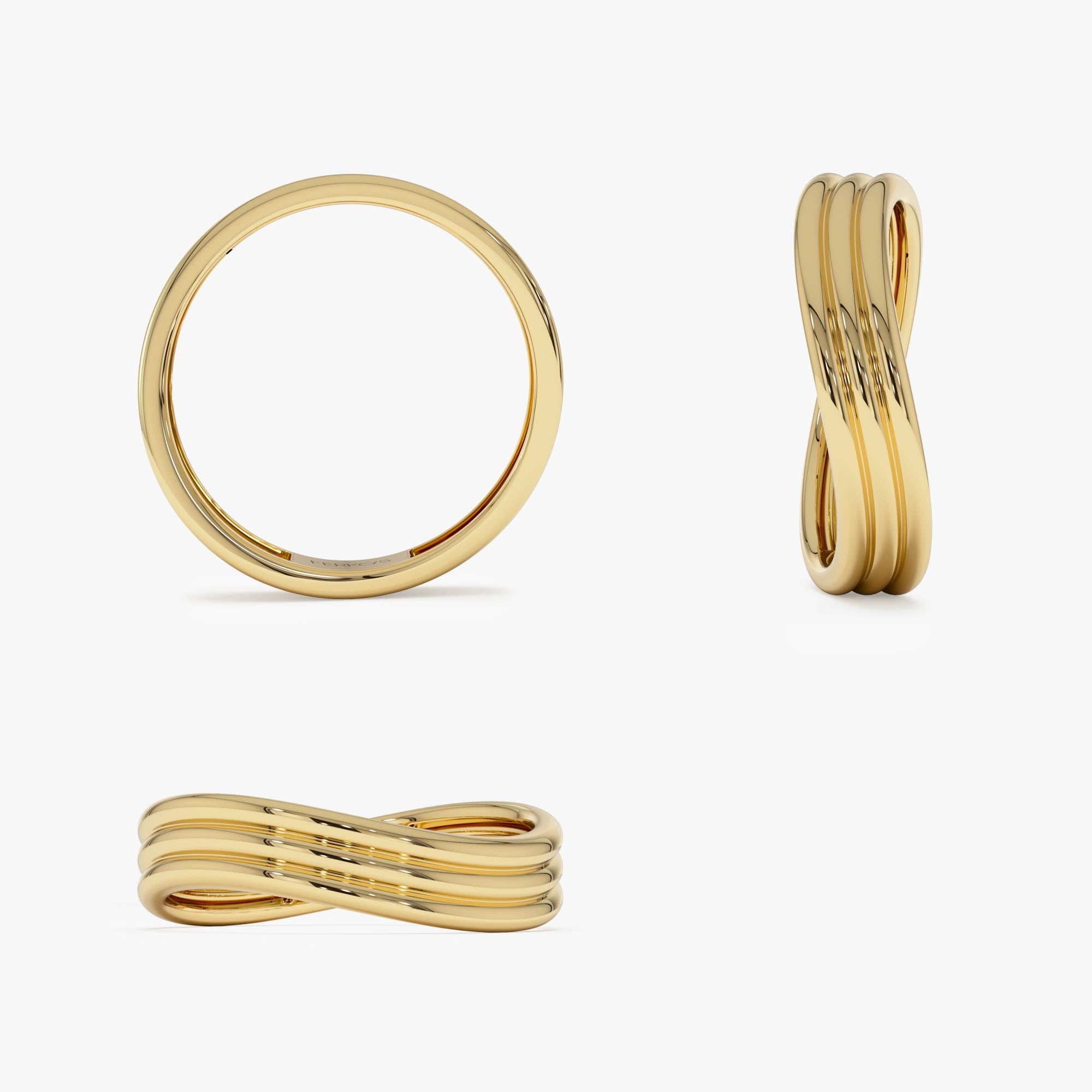 OBFJ0425 - 14k Gold Multi-Ribbed Statement Ring 10