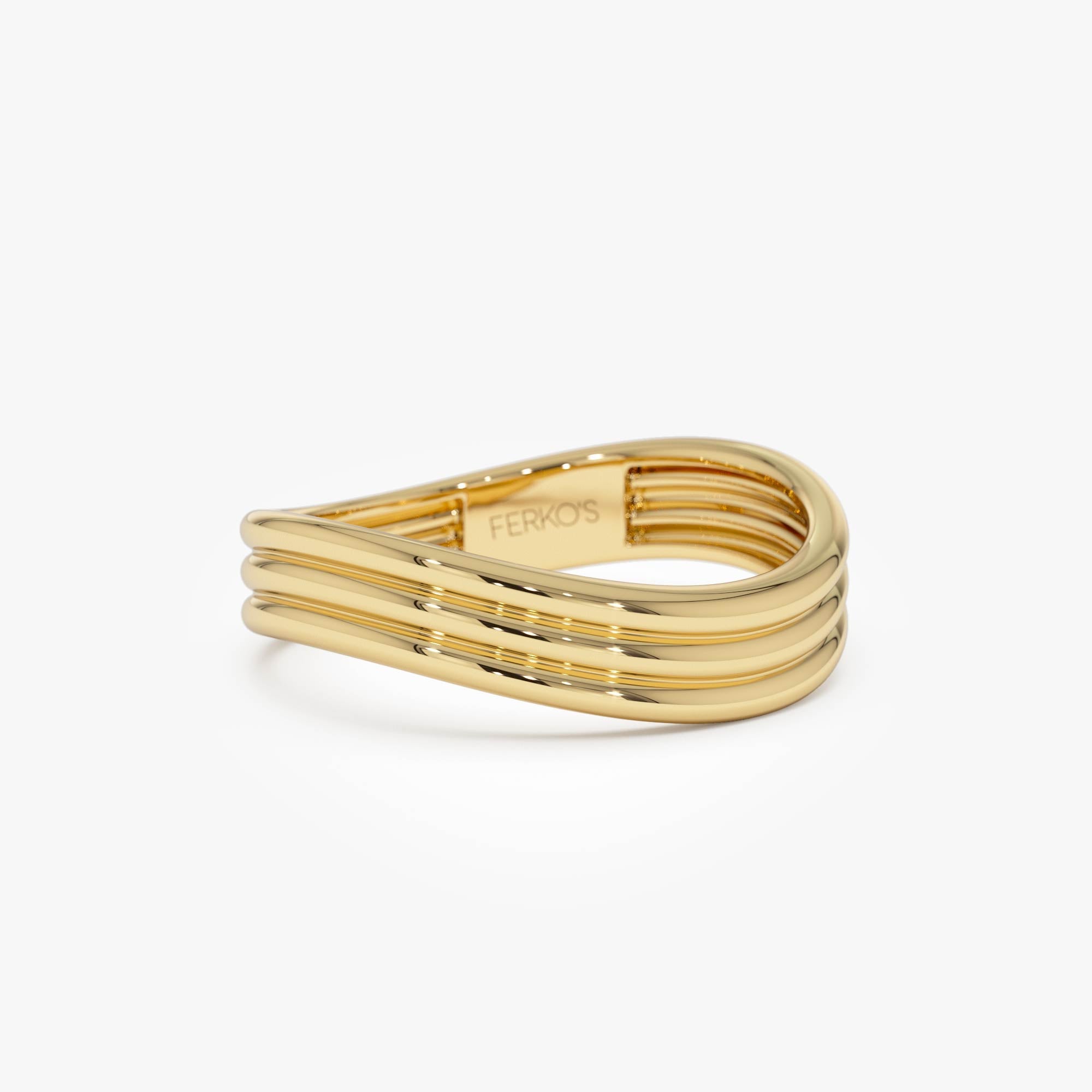 OBFJ0425 - 14k Gold Multi-Ribbed Statement Ring 1