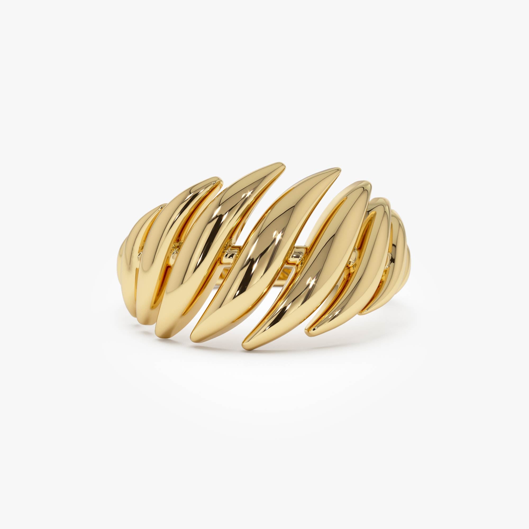 OBFJ0431 - 14k Gold Chunky Wave Dome Cocktail Ring 1