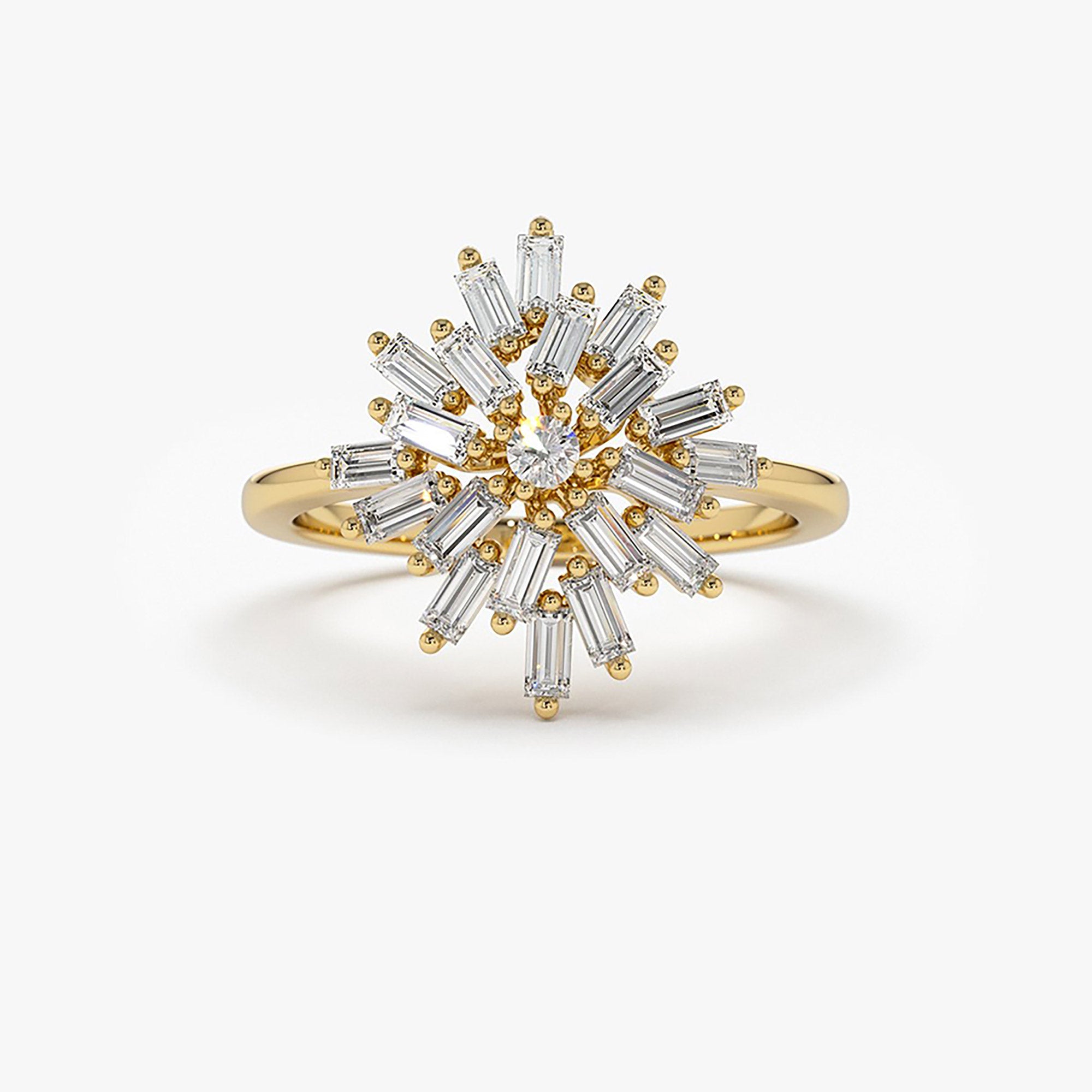 OBFJ1972 - 14K Ballerina Baguette Diamond Cluster Ring 1