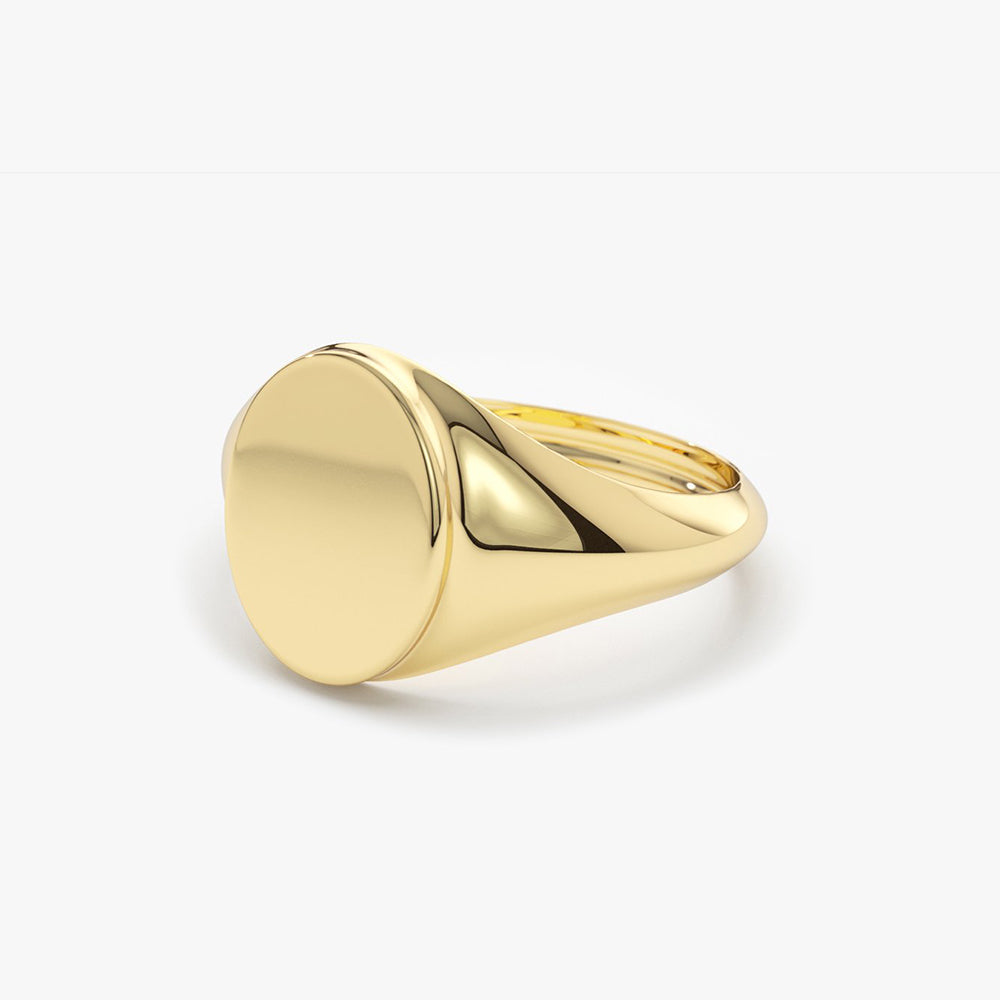 OBFJ1614 - 14K Gold Engravable Oval Signet Ring 6