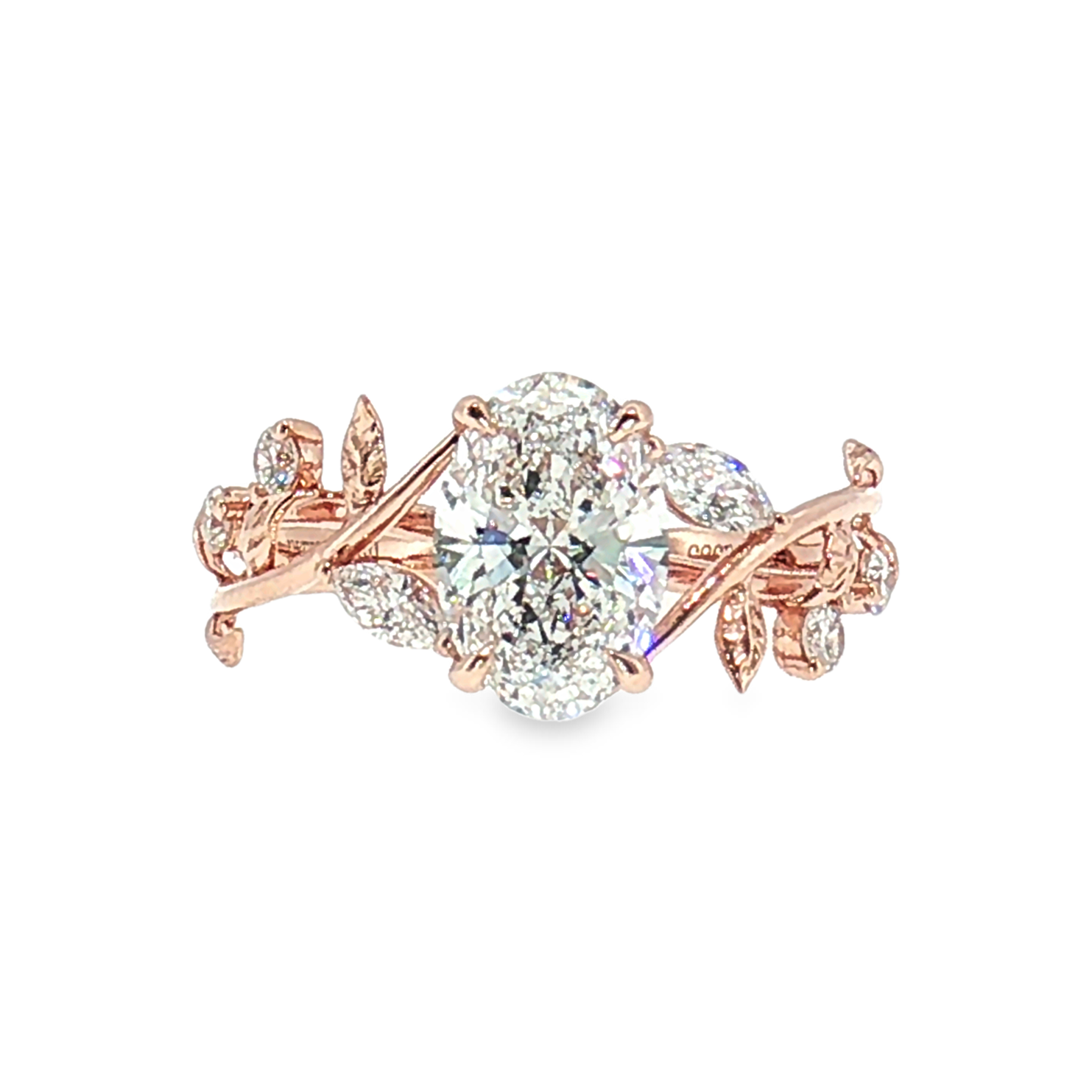 LGV0832 - [Monture seule] Bague de fiançailles florale ovale marquise en vrille