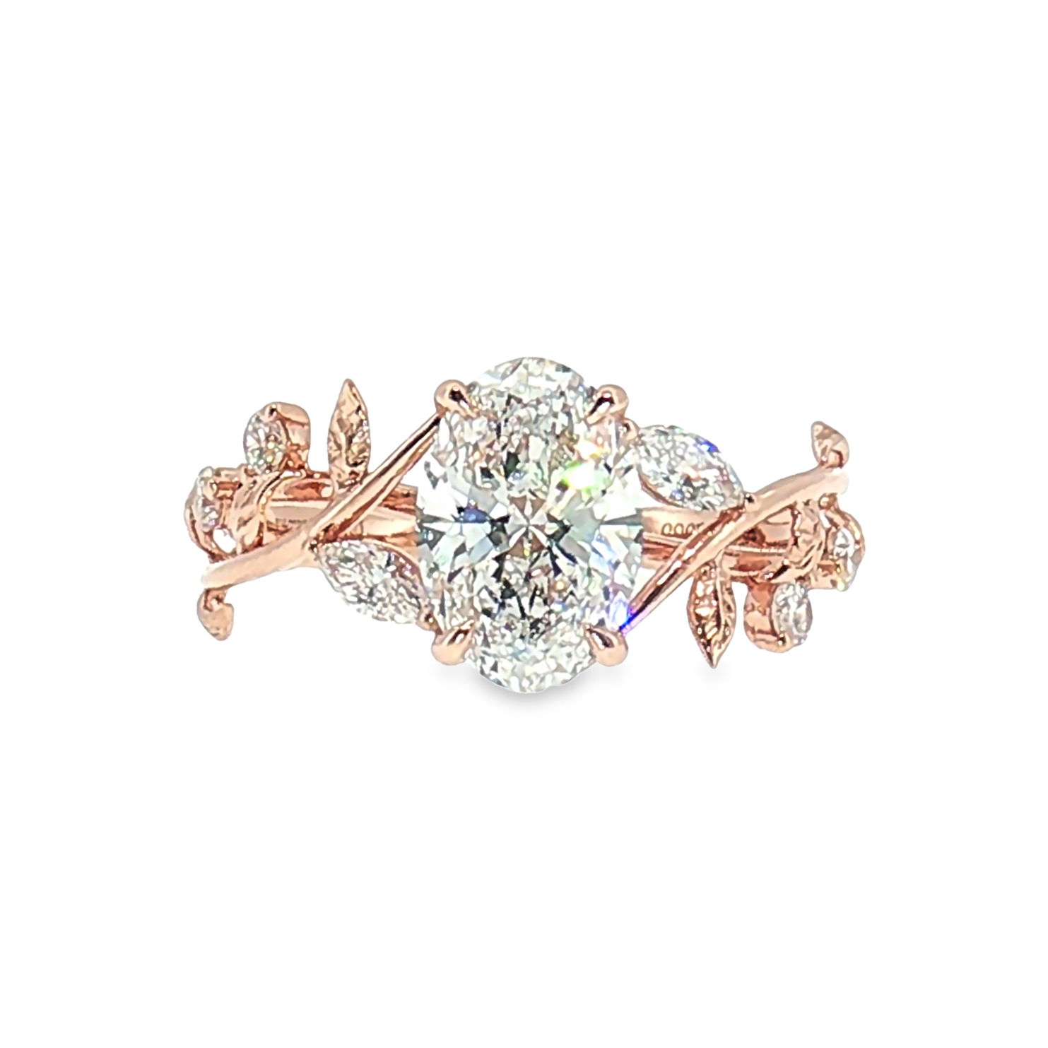 LGV0832 - [Monture seule] Bague de fiançailles florale ovale marquise en vrille