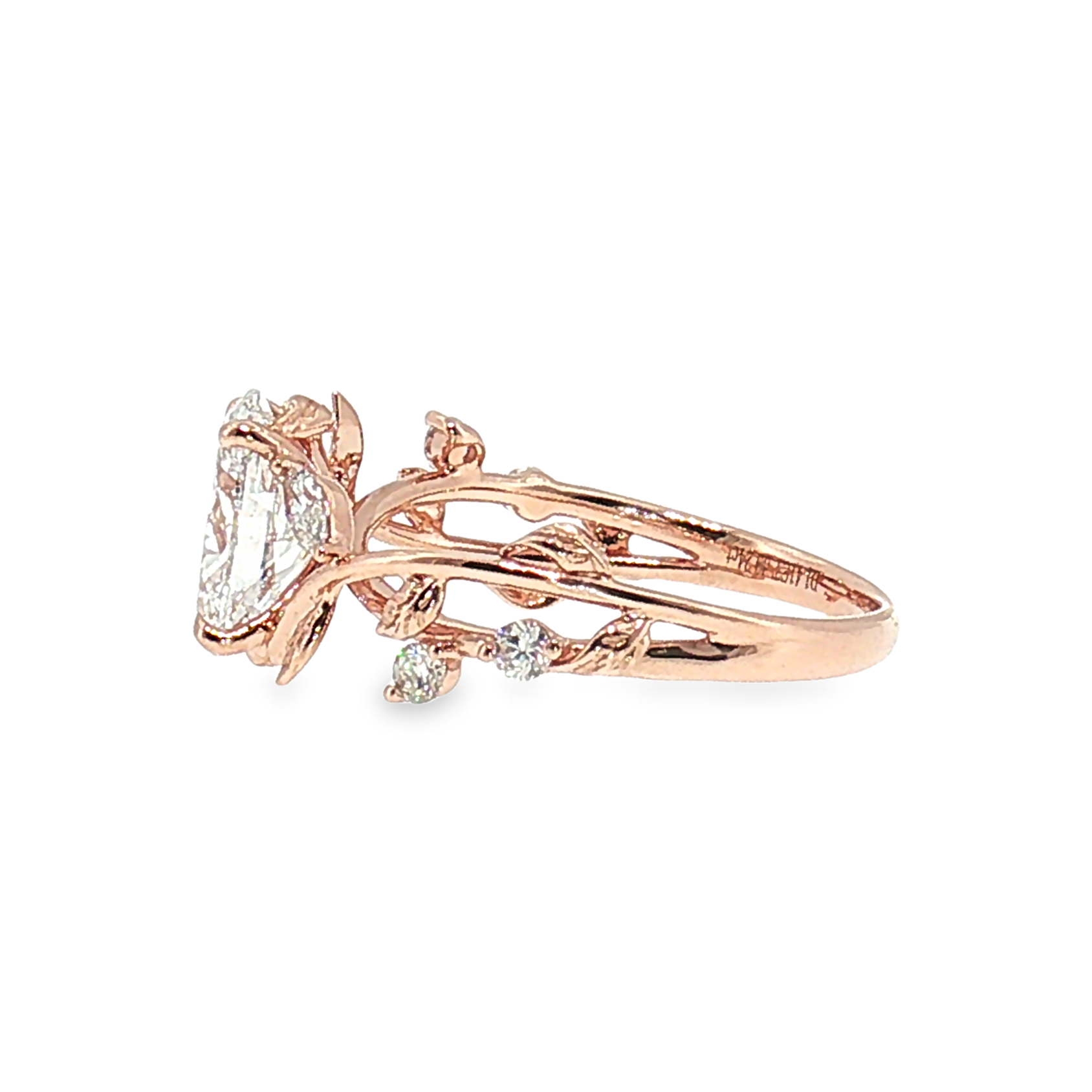 LGV0832 - [Monture seule] Bague de fiançailles florale ovale marquise en vrille