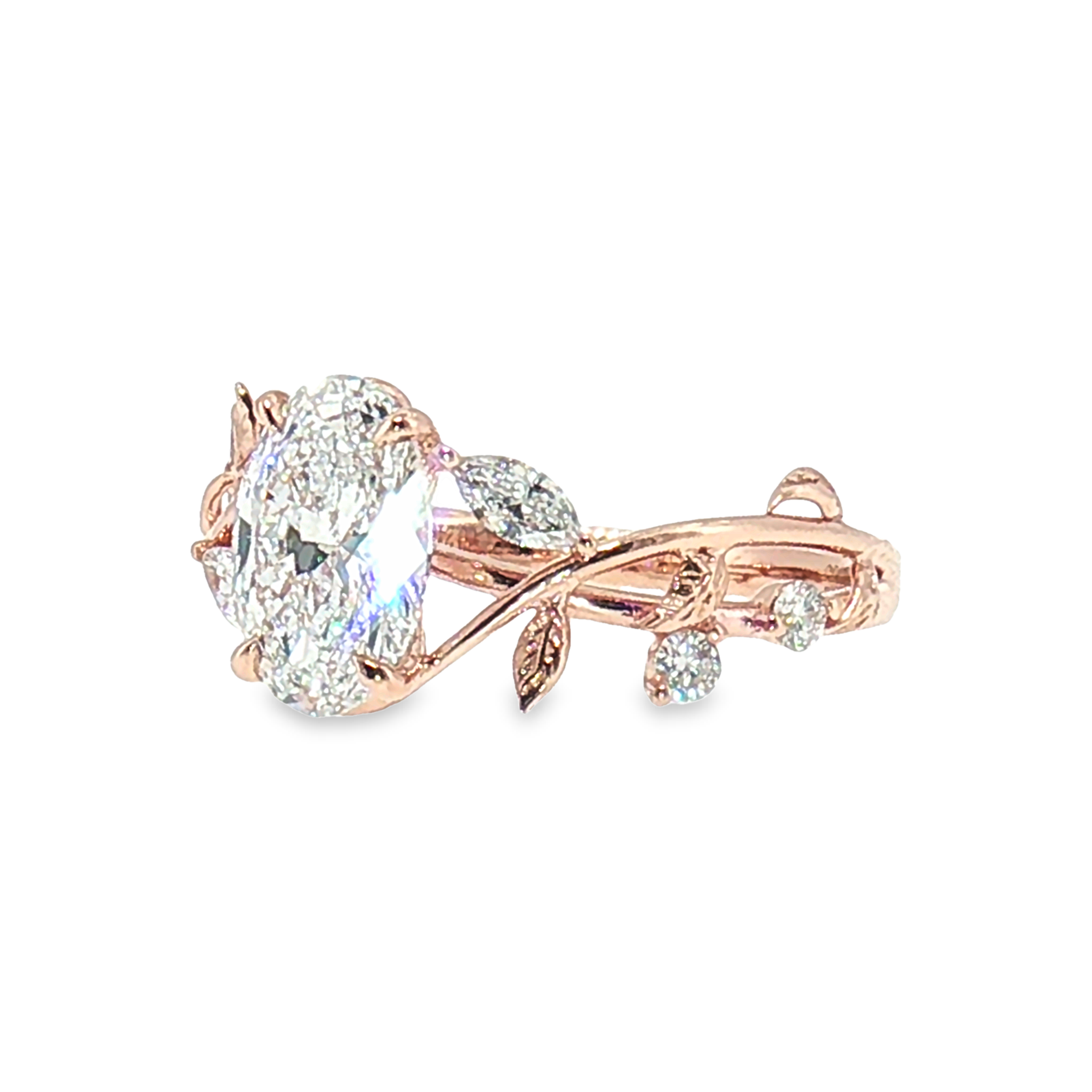 LGV0832 - [Monture seule] Bague de fiançailles florale ovale marquise en vrille