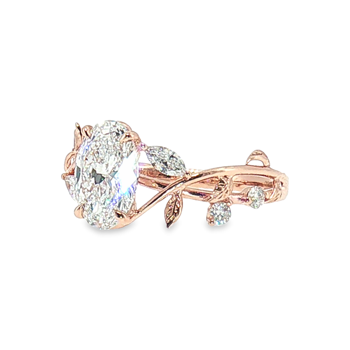 LGV0832 - [Monture seule] Bague de fiançailles florale ovale marquise en vrille