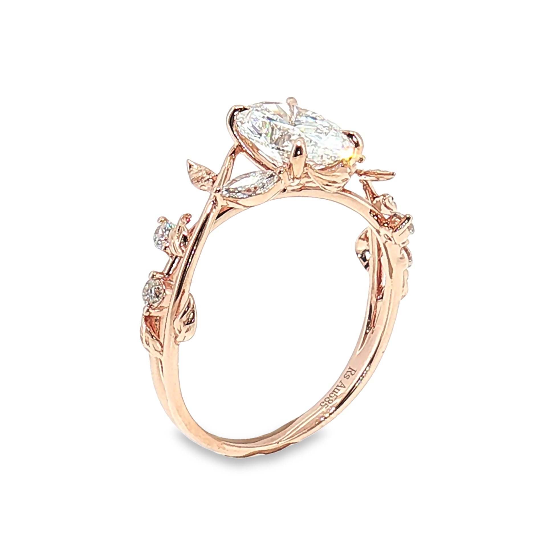 LGV0832 - [Monture seule] Bague de fiançailles florale ovale marquise en vrille
