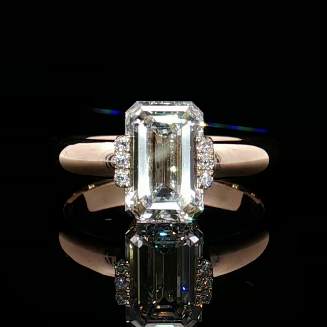 LGT1436 - [Setting Only] Emerald Cut Side Stone Engagement Ring