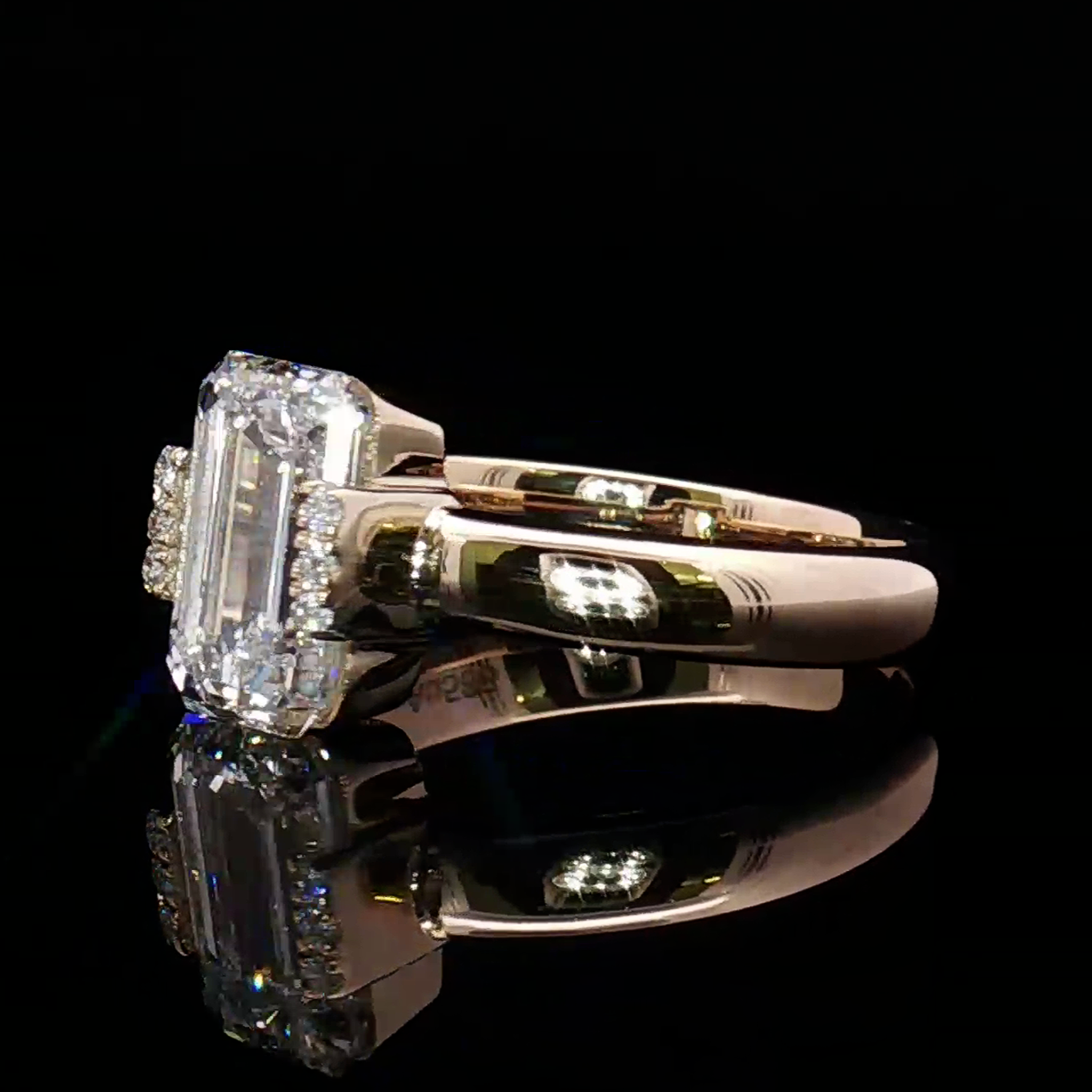 LGT1436 - [Setting Only] Emerald Cut Side Stone Engagement Ring