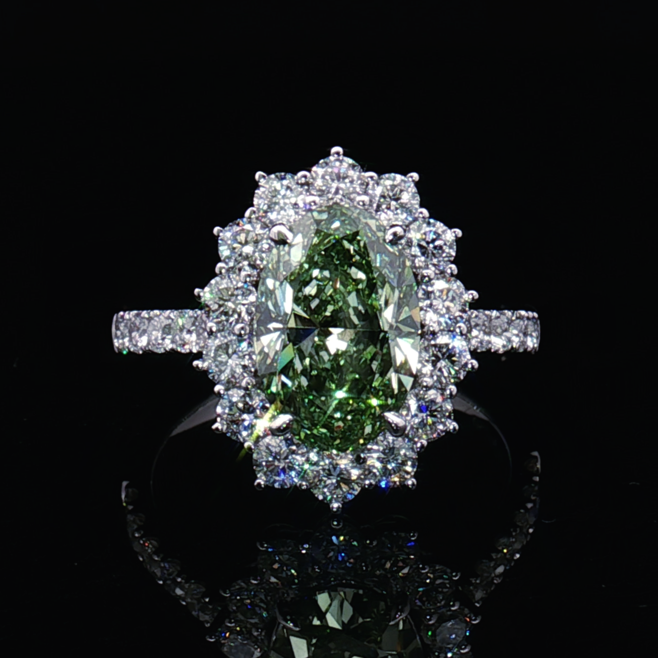 LGV1043 - [Setting Only] Oval Cut Halo Engagement Ring with Pavé Band