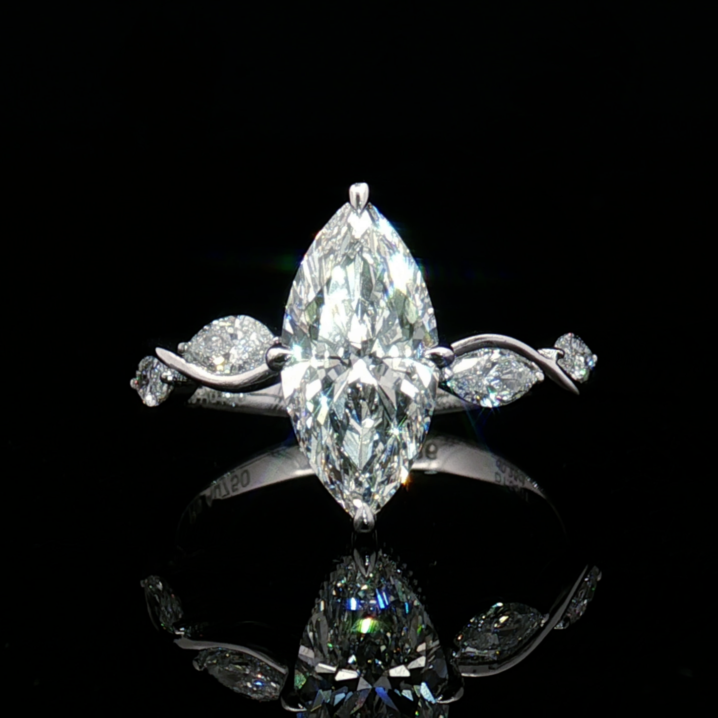 LGT1116 -[Setting Only]Marquise and Pear Three-Stone Engagement Ring with Diamond Accents