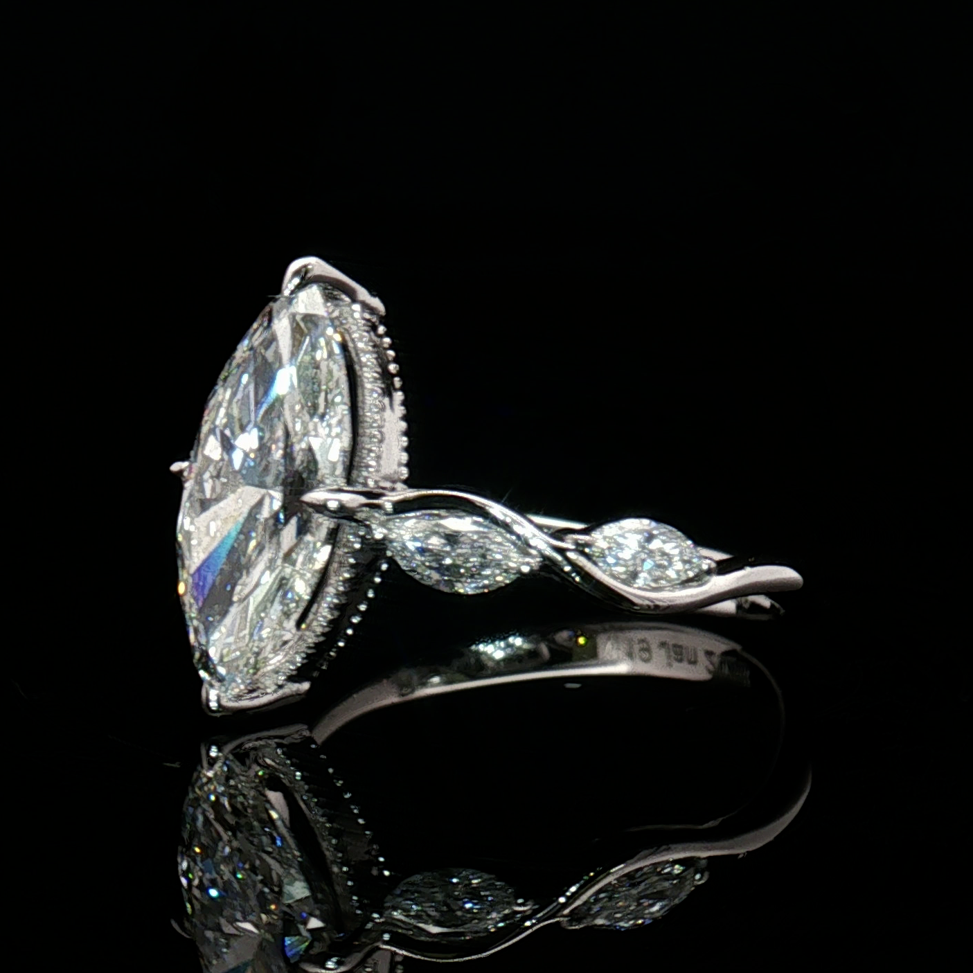 LGT1116 -[Setting Only]Marquise and Pear Three-Stone Engagement Ring with Diamond Accents