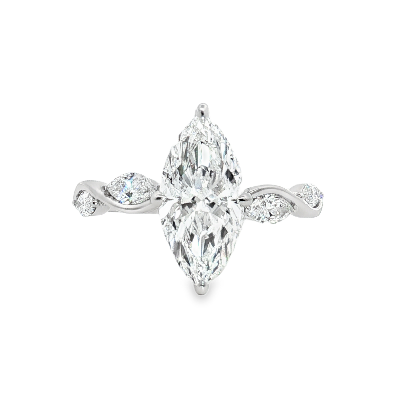 LGT1116 -[Setting Only]Marquise and Pear Three-Stone Engagement Ring with Diamond Accents