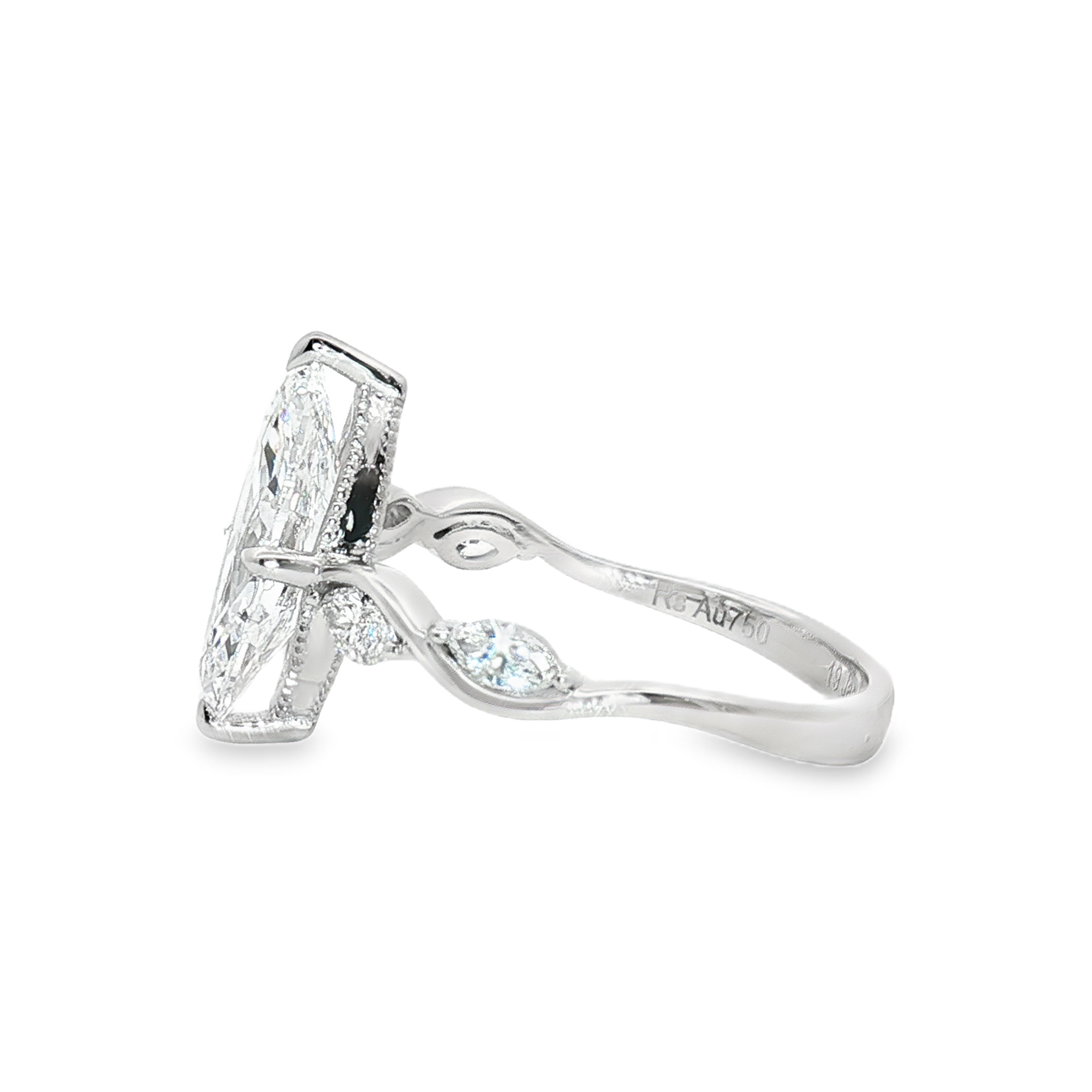 LGT1116 -[Setting Only]Marquise and Pear Three-Stone Engagement Ring with Diamond Accents