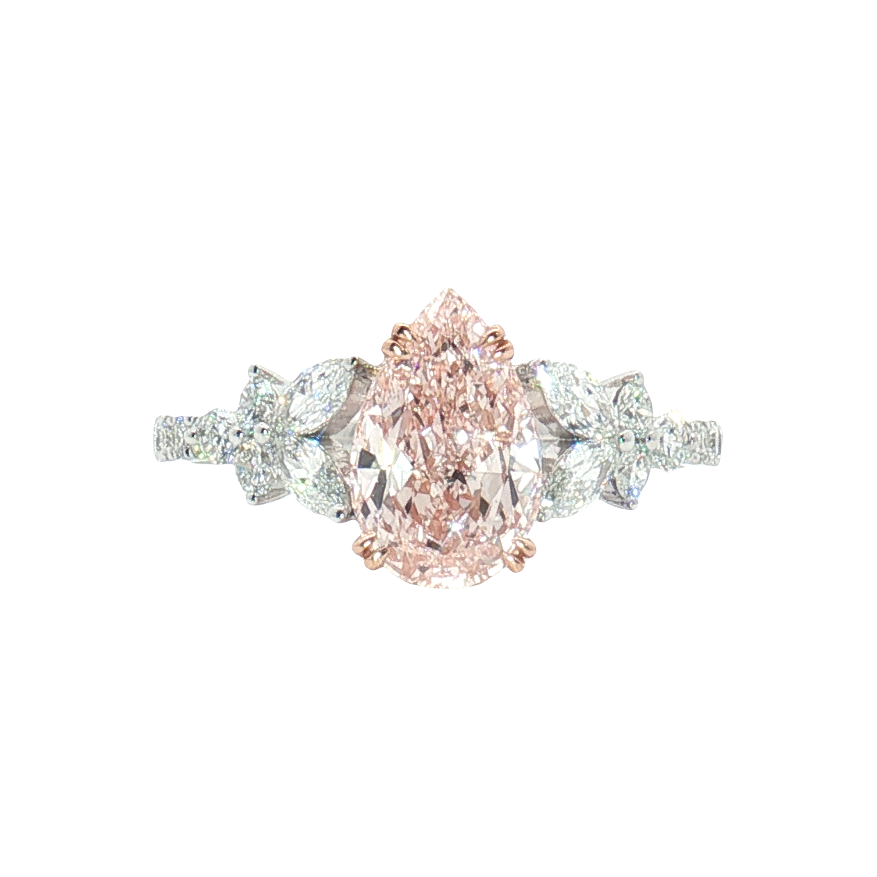 LGT0221 - [Seulement la monture] Bague de fiançailles en diamant en grappe florale forme poire