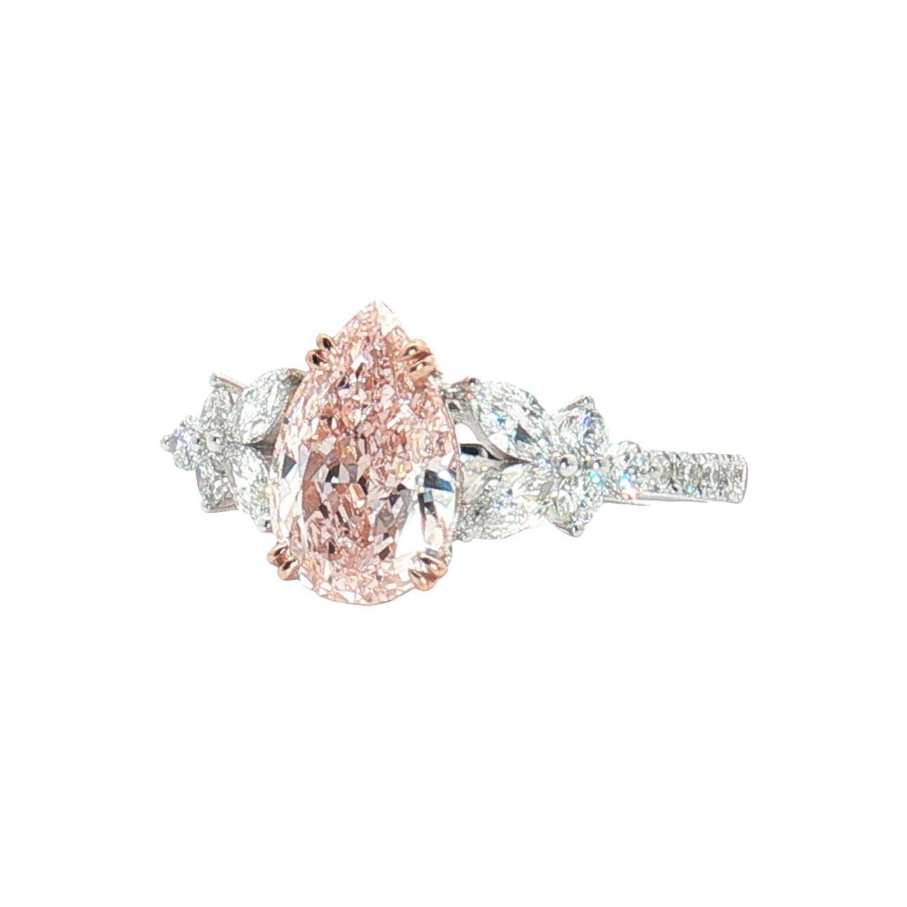 LGT0221 - [Seulement la monture] Bague de fiançailles en diamant en grappe florale forme poire