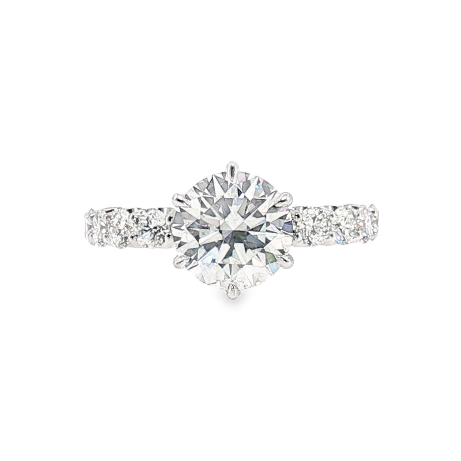 LGT0906 - [Setting Only] Six-Prong Diamond Sidestone Engagement Ring