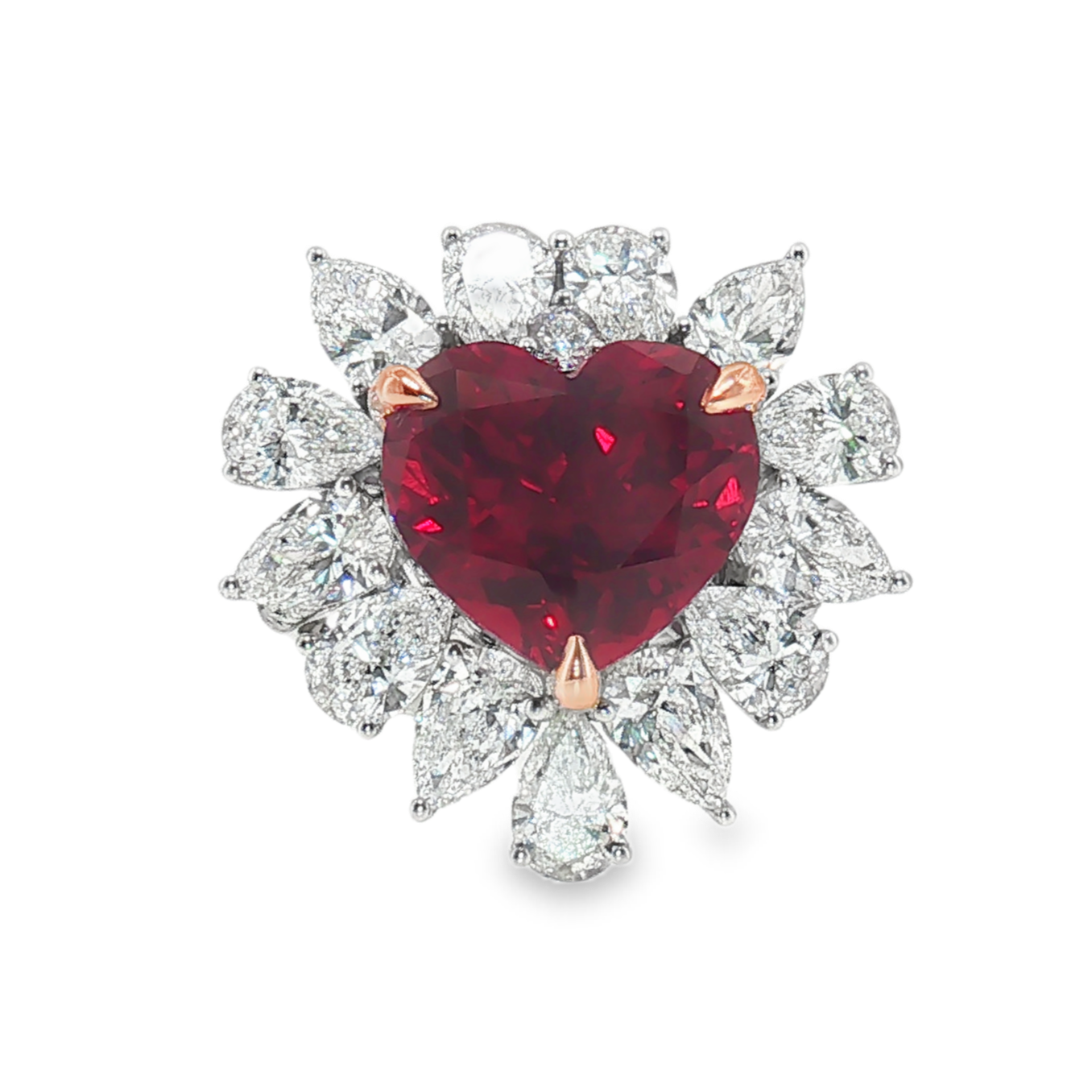 LGV0627 - [Setting Only] - Heart Cut Marquise Diamond Floral Halo Engagement Ring