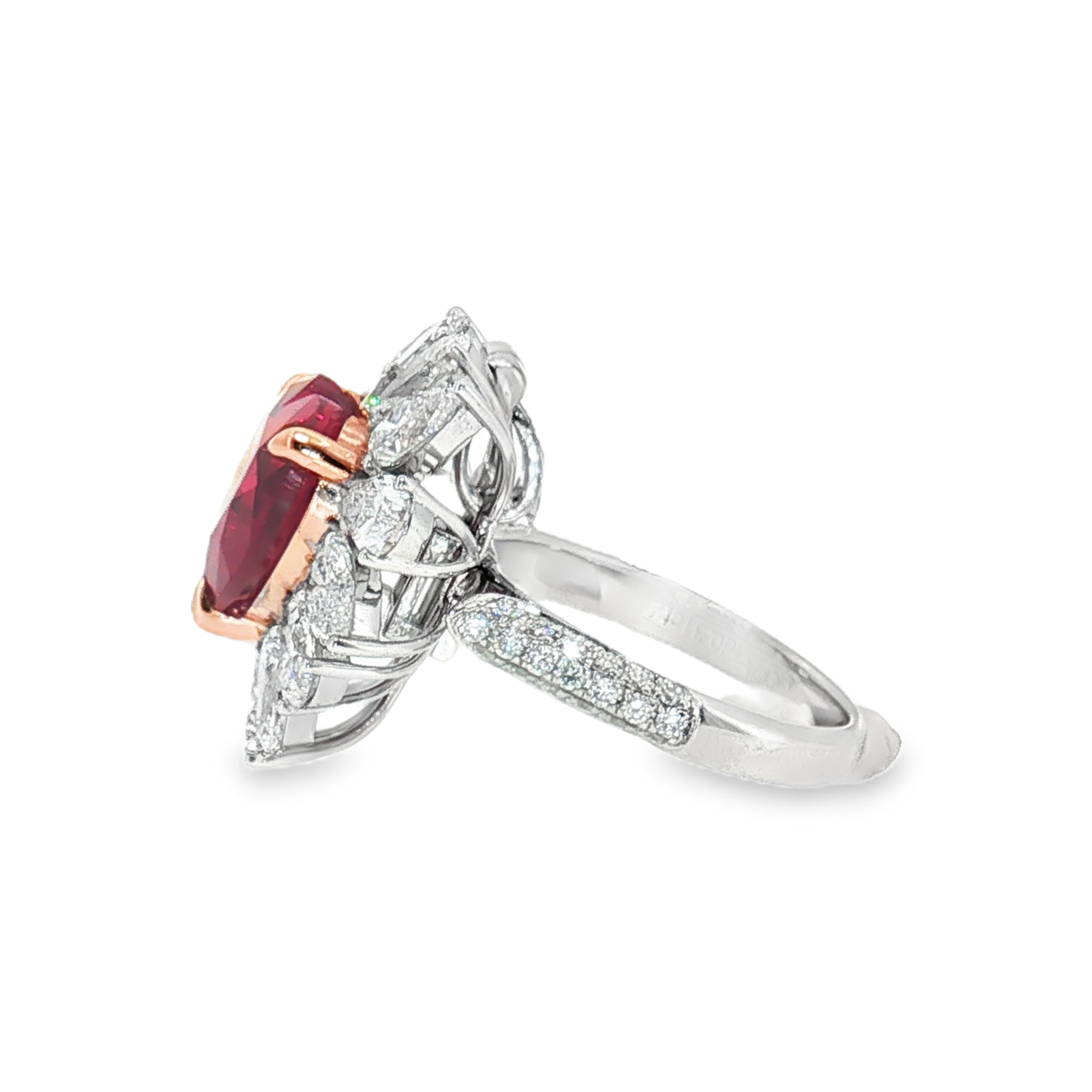 LGV0627 - [Setting Only] - Heart Cut Marquise Diamond Floral Halo Engagement Ring