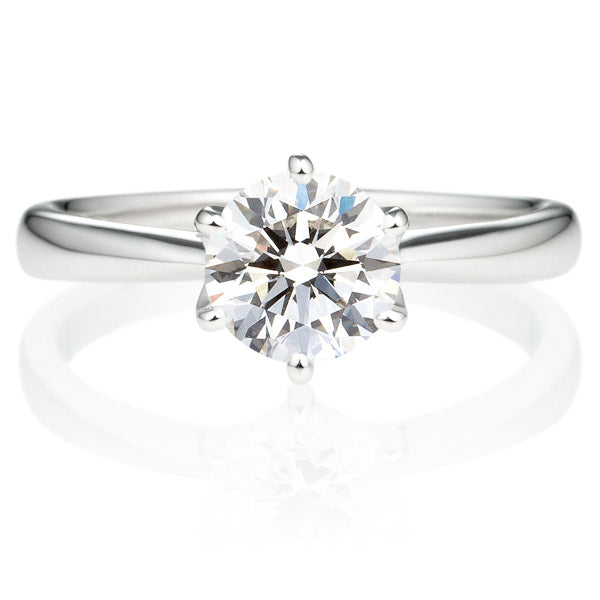 Six Prong Round Brilliant Engagement Ring [Setting Only] - EC010 With 0.8-Carat Round Shape Natural Diamond