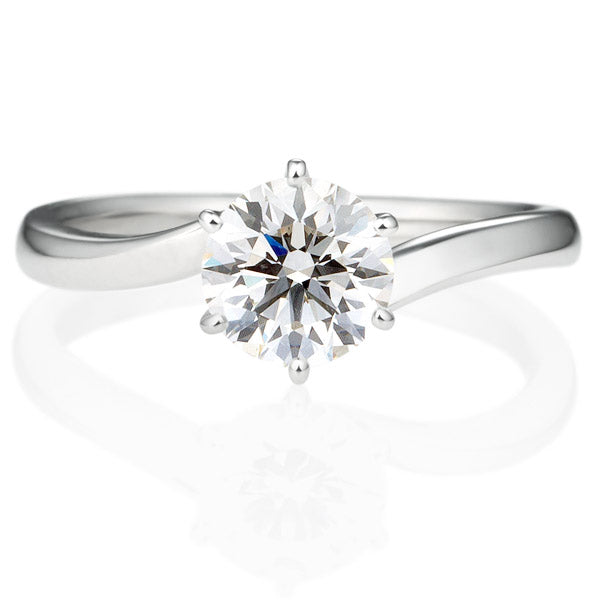 Six Prong Twist Round Brilliant Engagement Ring [Setting Only] - EC009 With 1.02 Carat Round Shape Lab Diamond