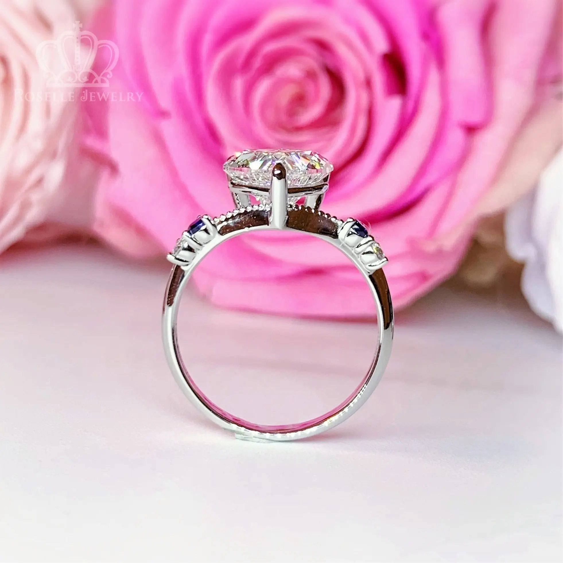 EC301 - [Setting Only] Custom Order Diamond With Sapphire Side Stone Engagement Ring CHARLISA™