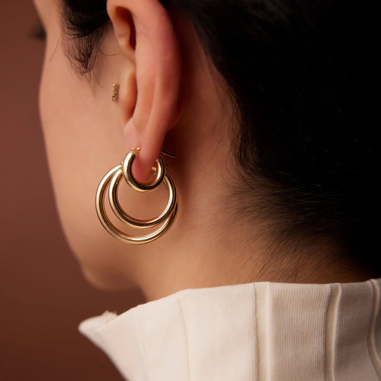 OBFJ1448 - 14k Gold Hoops 14-21.5-26.5 MM 3