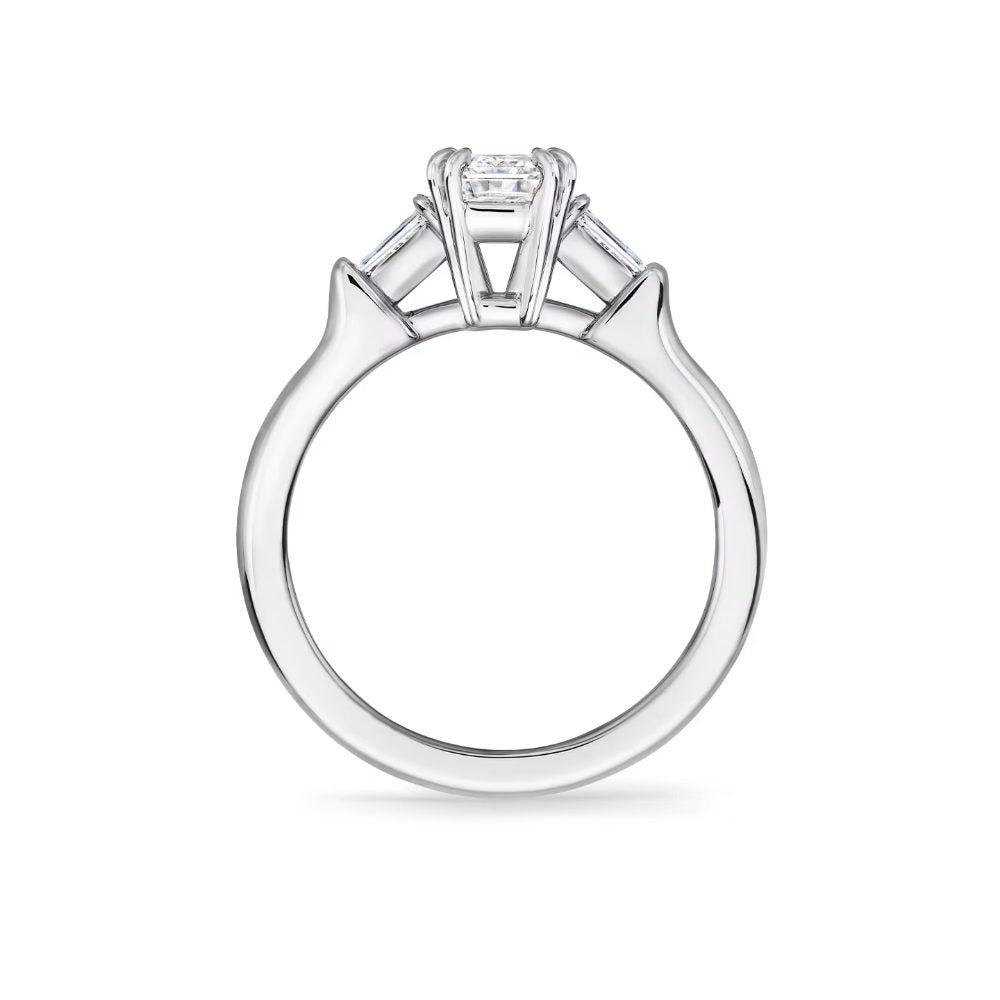 LGTH001 - [Setting Only] Emerald Cut Three Stone Engagement Ring with Baguette Side Stones