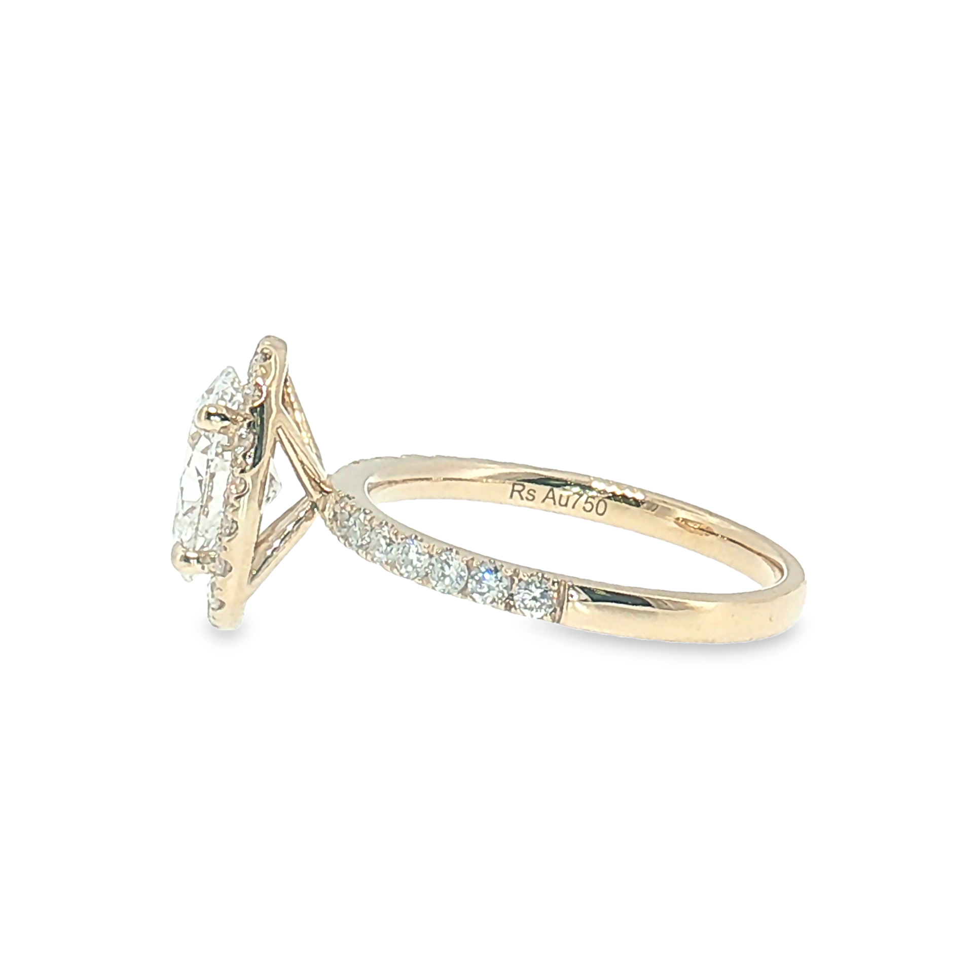 LGR021 - [Setting Only] Oval Cut Halo Engagement Ring with Side Stones
