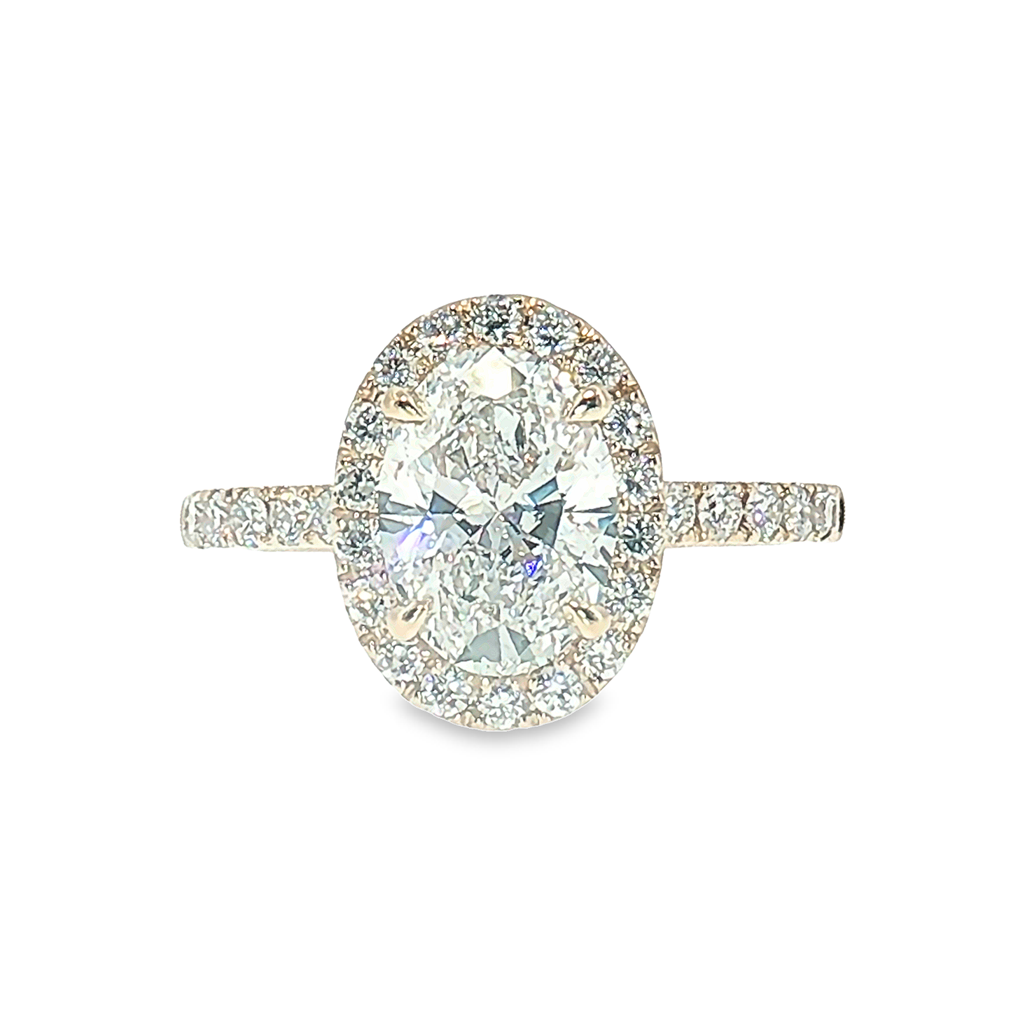 LGR021 - [Setting Only] Oval Cut Halo Engagement Ring with Side Stones