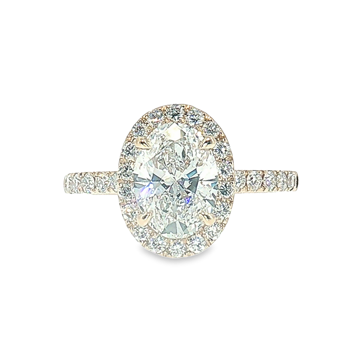 LGR021 - [Setting Only] Oval Cut Halo Engagement Ring with Side Stones