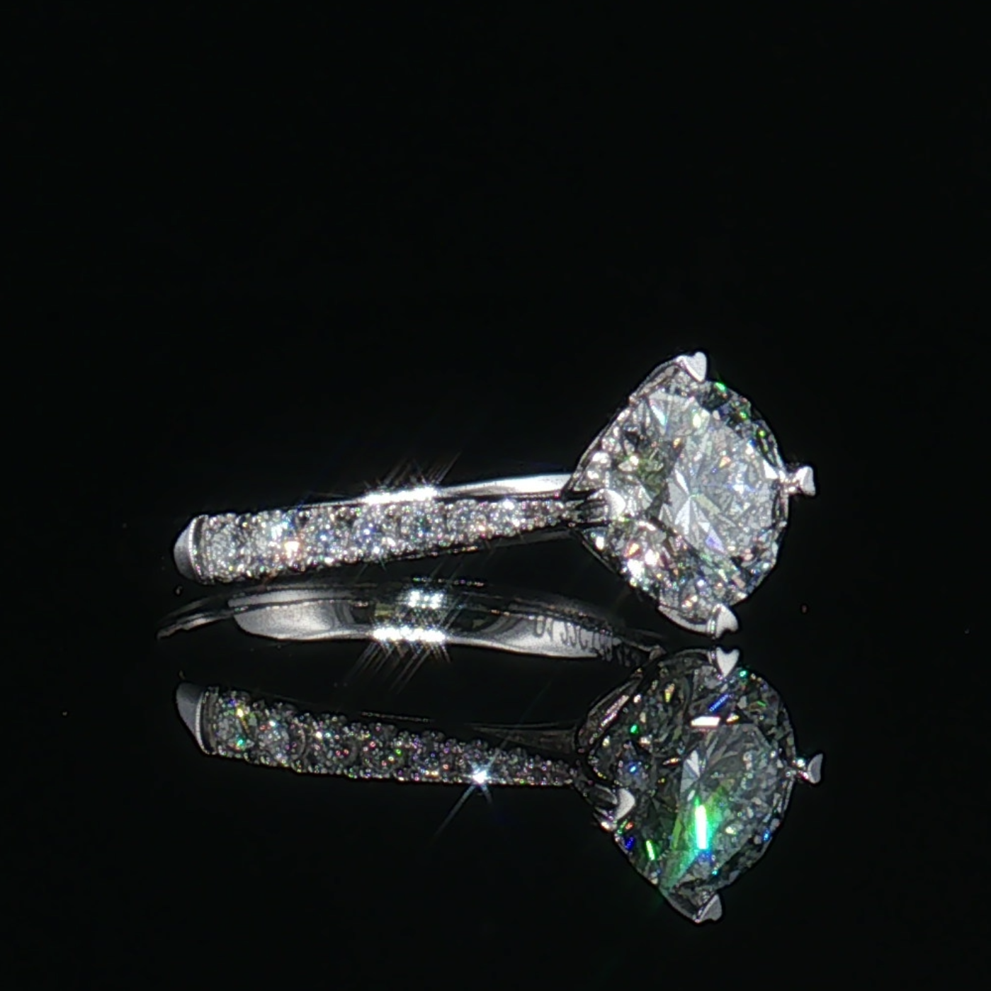 LGR089 - [Setting Only] Four Prong Side Stone Diamond Engagement Ring