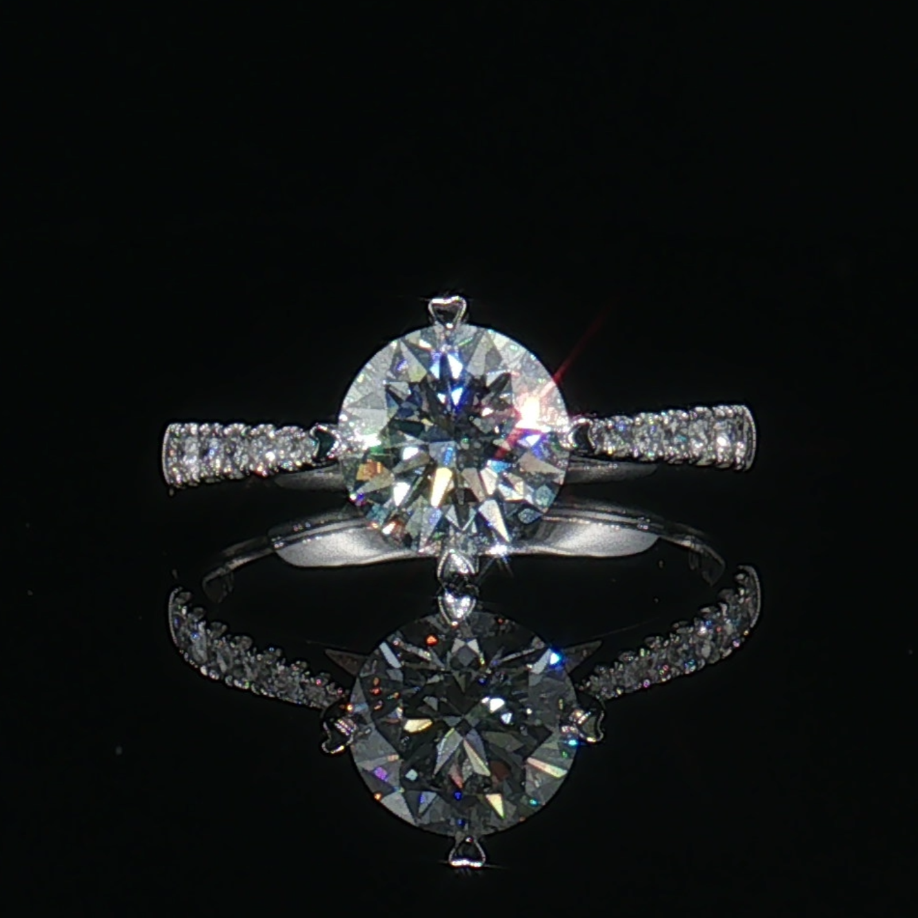 LGR089 - [Setting Only] Four Prong Side Stone Diamond Engagement Ring