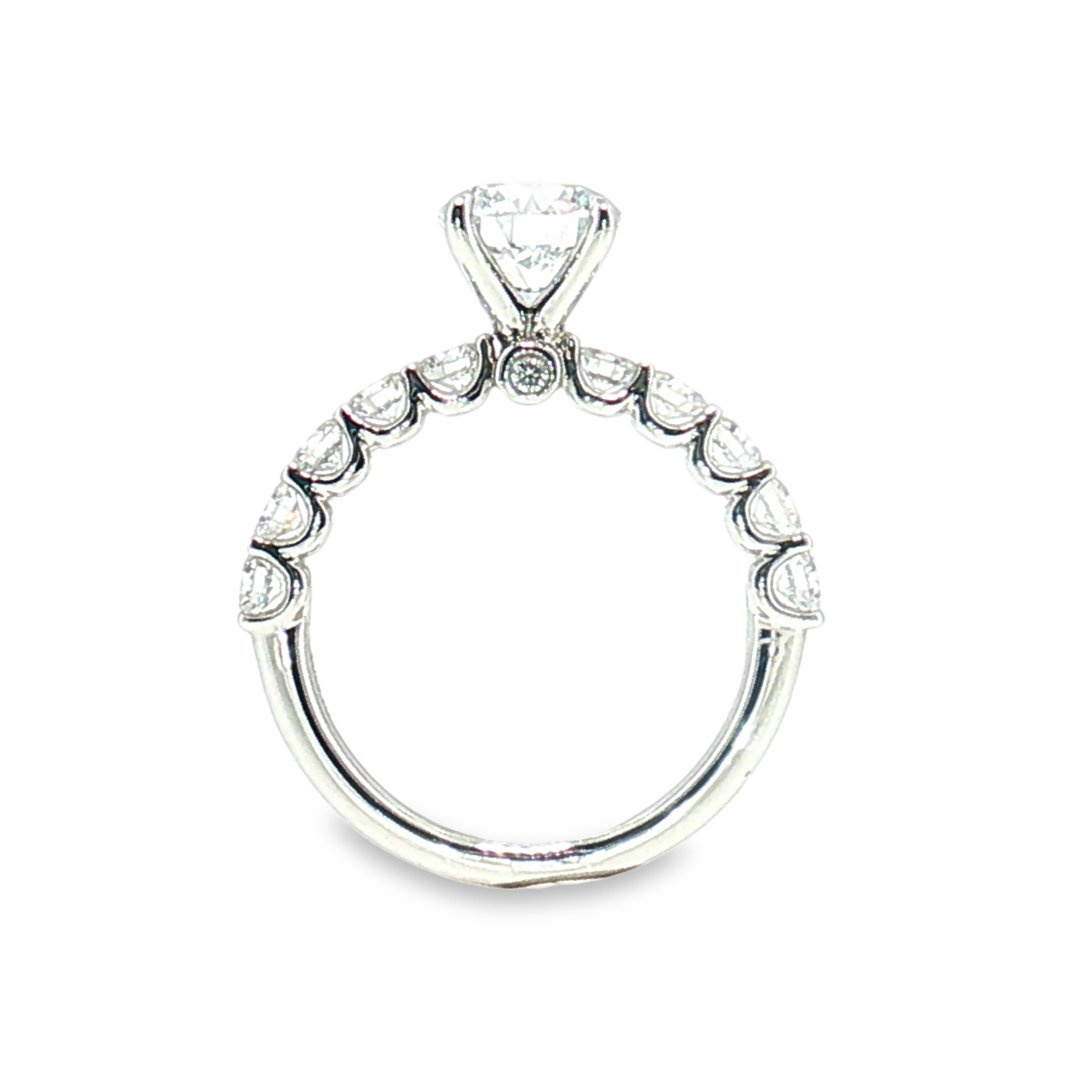 LGT090 - [Seulement le sertissage] Bague de fiançailles avec diamant latéral à quatre griffes