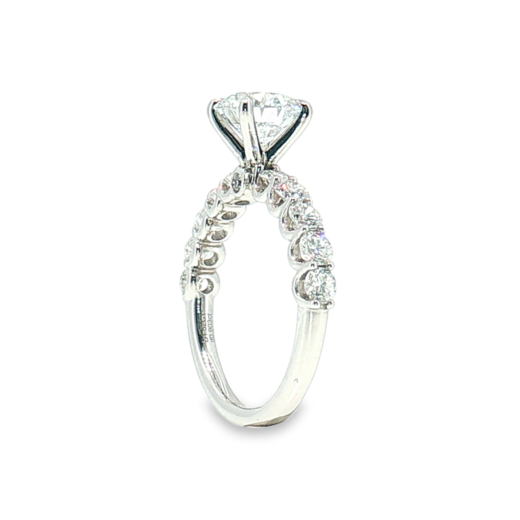 LGT090 - [Seulement le sertissage] Bague de fiançailles avec diamant latéral à quatre griffes