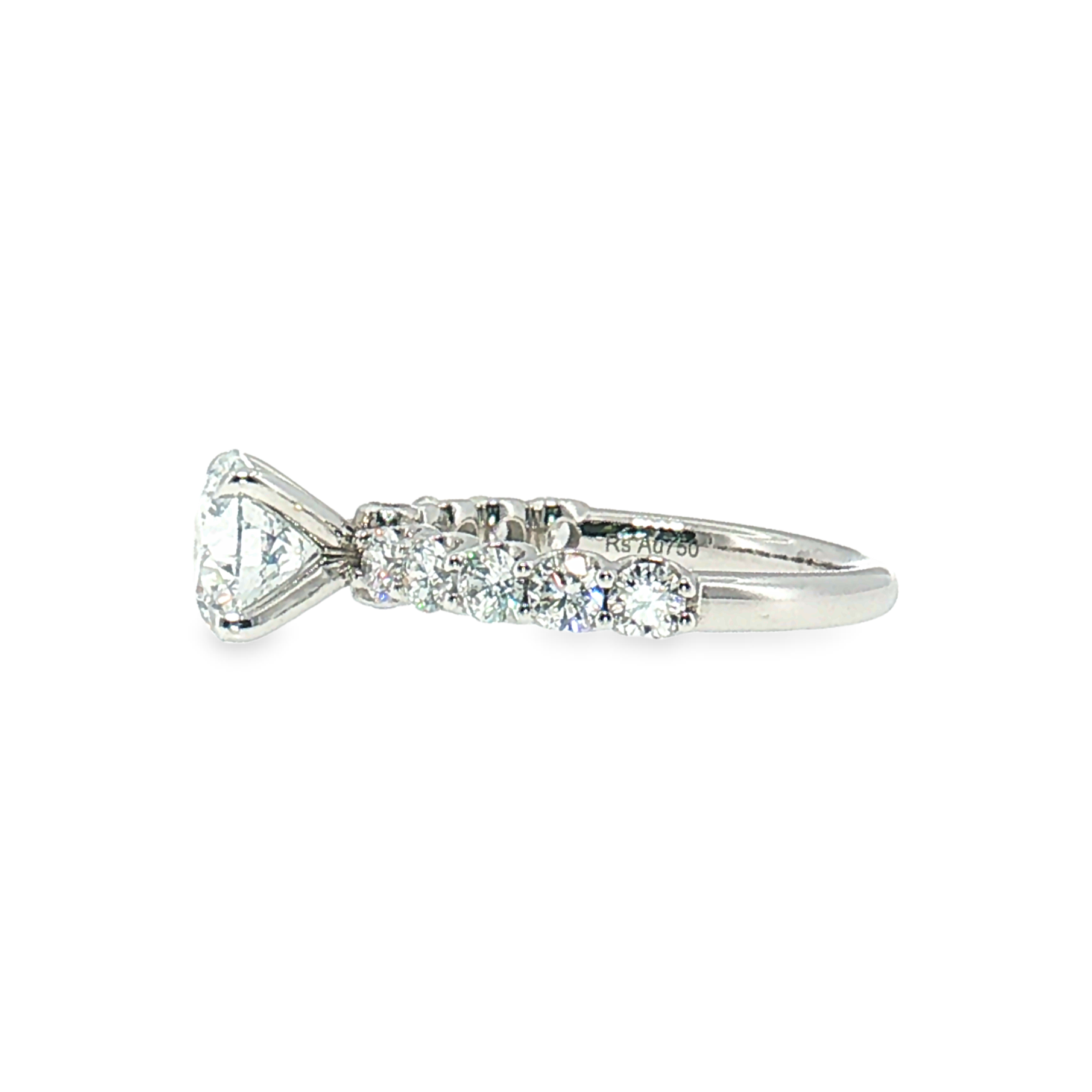 LGT090 - [Seulement le sertissage] Bague de fiançailles avec diamant latéral à quatre griffes