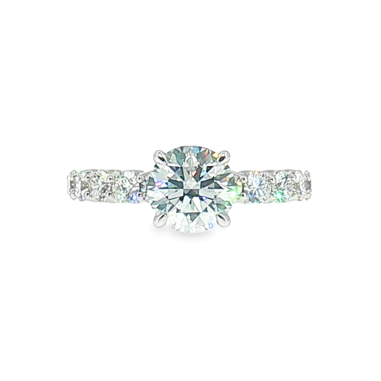 LGT090 - [Seulement le sertissage] Bague de fiançailles avec diamant latéral à quatre griffes