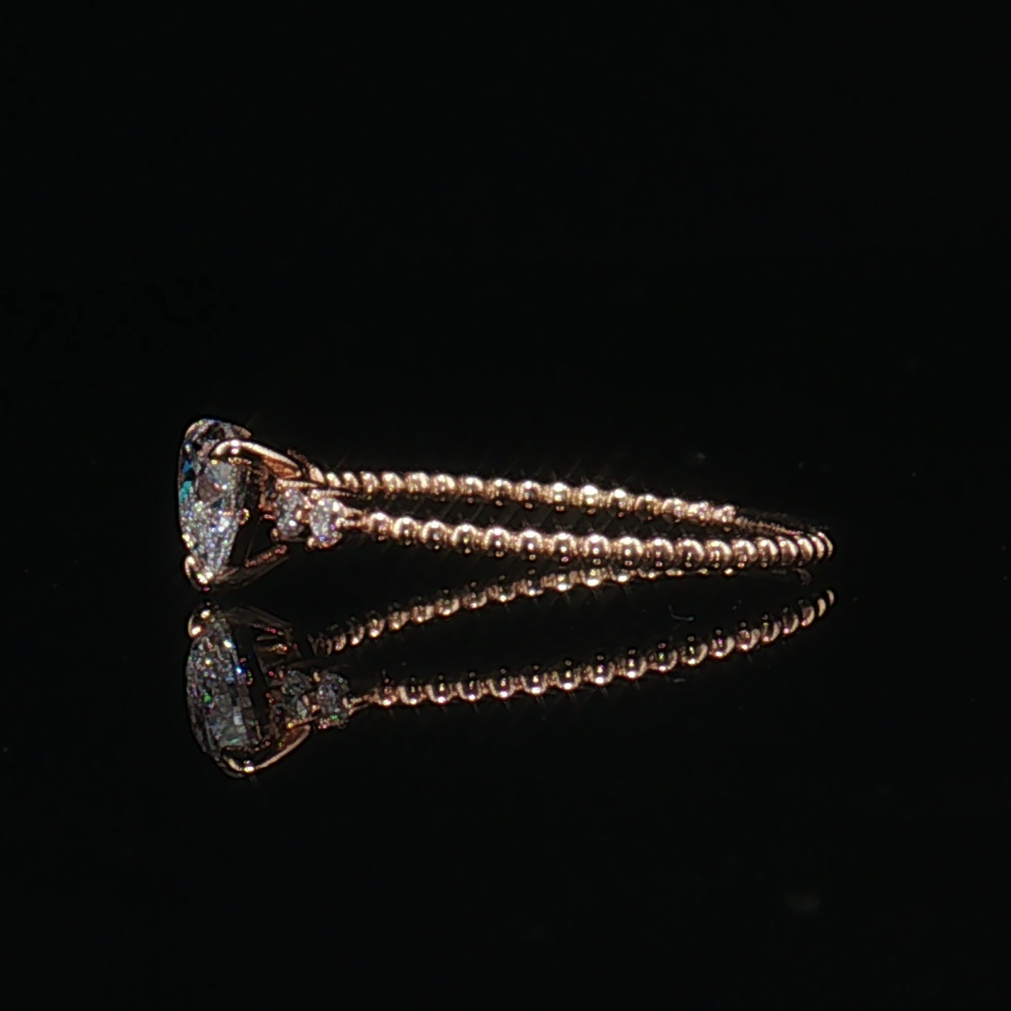 LGT1231 - [Seulement le sertissage] Bague de fiançailles délicate en forme de cœur avec perles et diamant
